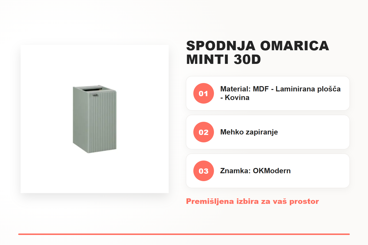 Spodnja omarica MINTI 30D – pregled ključnih lastnosti