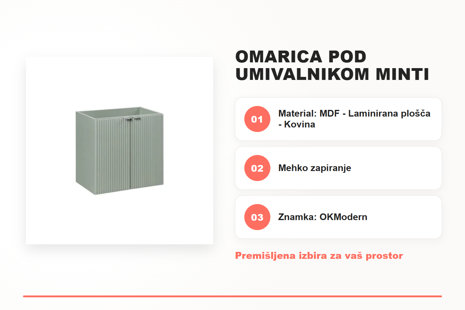 Omarica pod umivalnikom MINTI 60D – pregled ključnih lastnosti