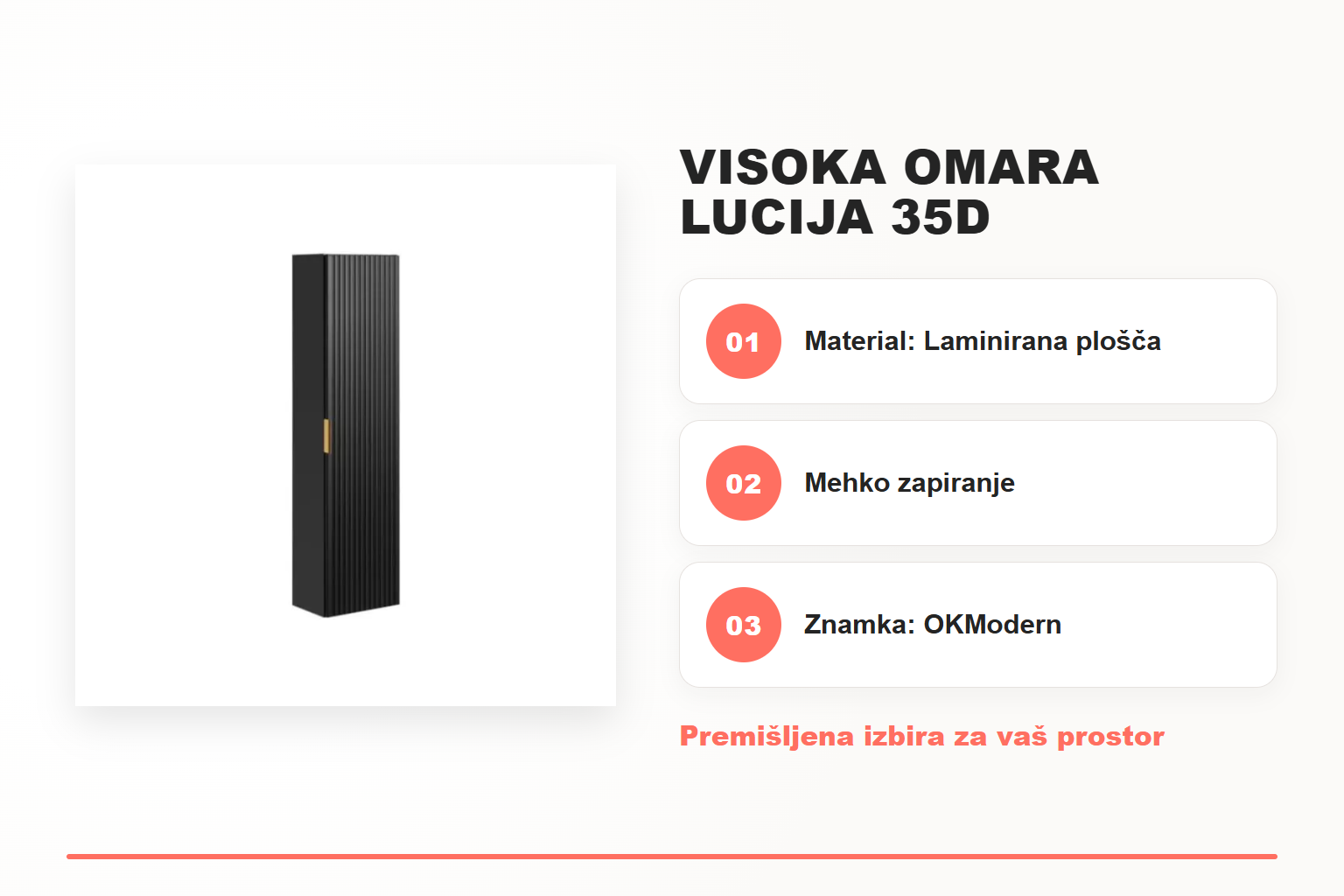 Visoka omara LUCIJA 35D – pregled ključnih lastnosti