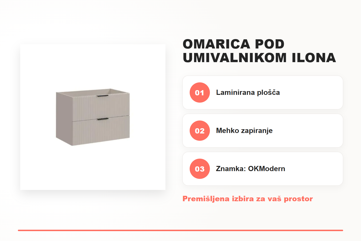 Omarica pod umivalnikom ILONA 80D – pregled ključnih lastnosti