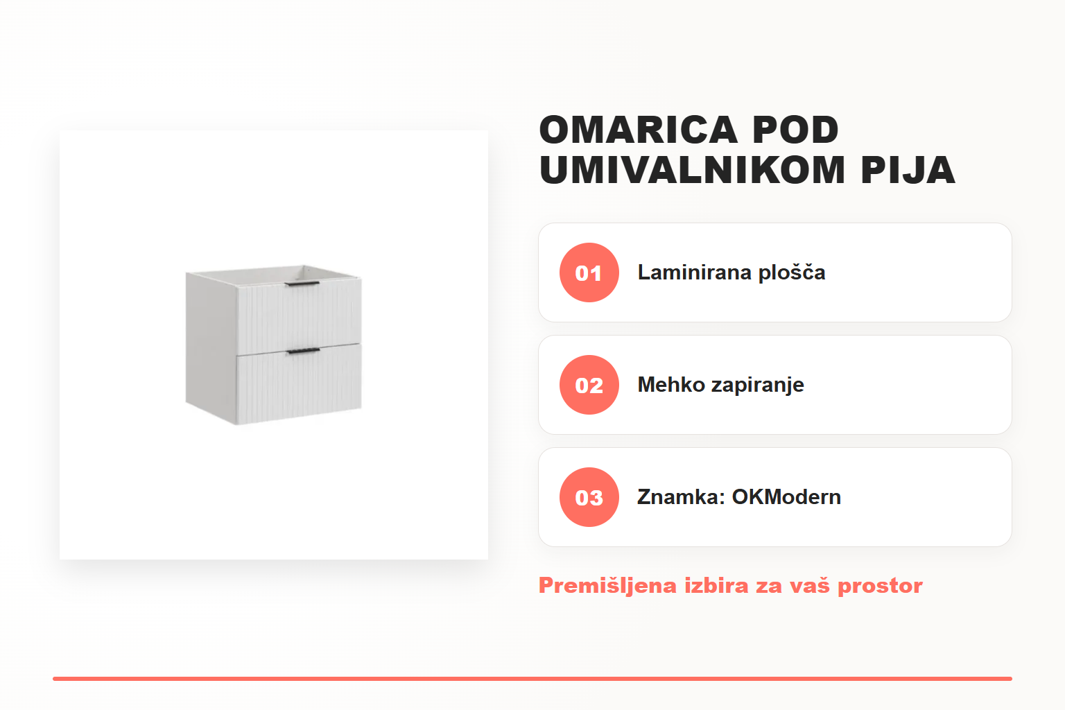 Omarica pod umivalnikom PIJA 60 – pregled ključnih lastnosti