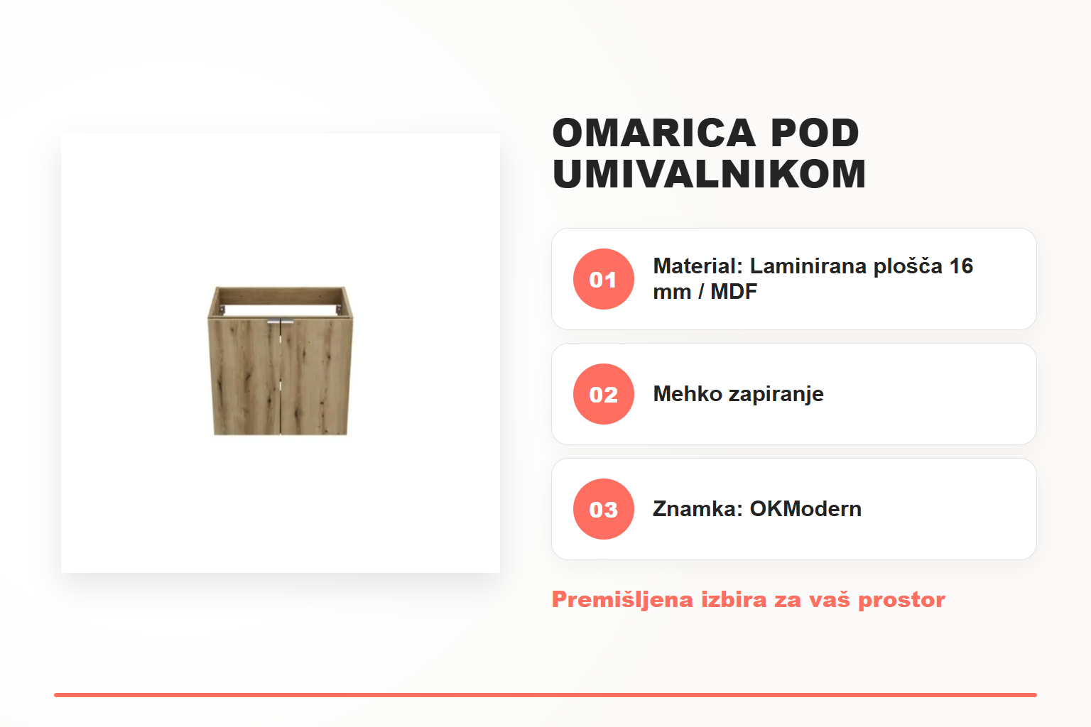 Omarica pod umivalnikom MARCELIN 2 60 – pregled ključnih lastnosti