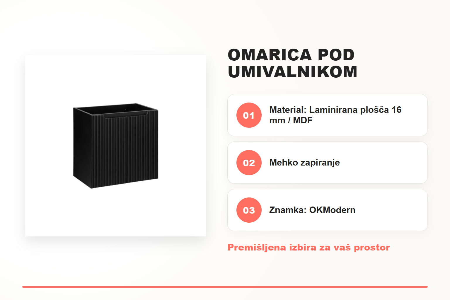 Omarica pod umivalnikom BLACKY 2 60D – pregled ključnih lastnosti