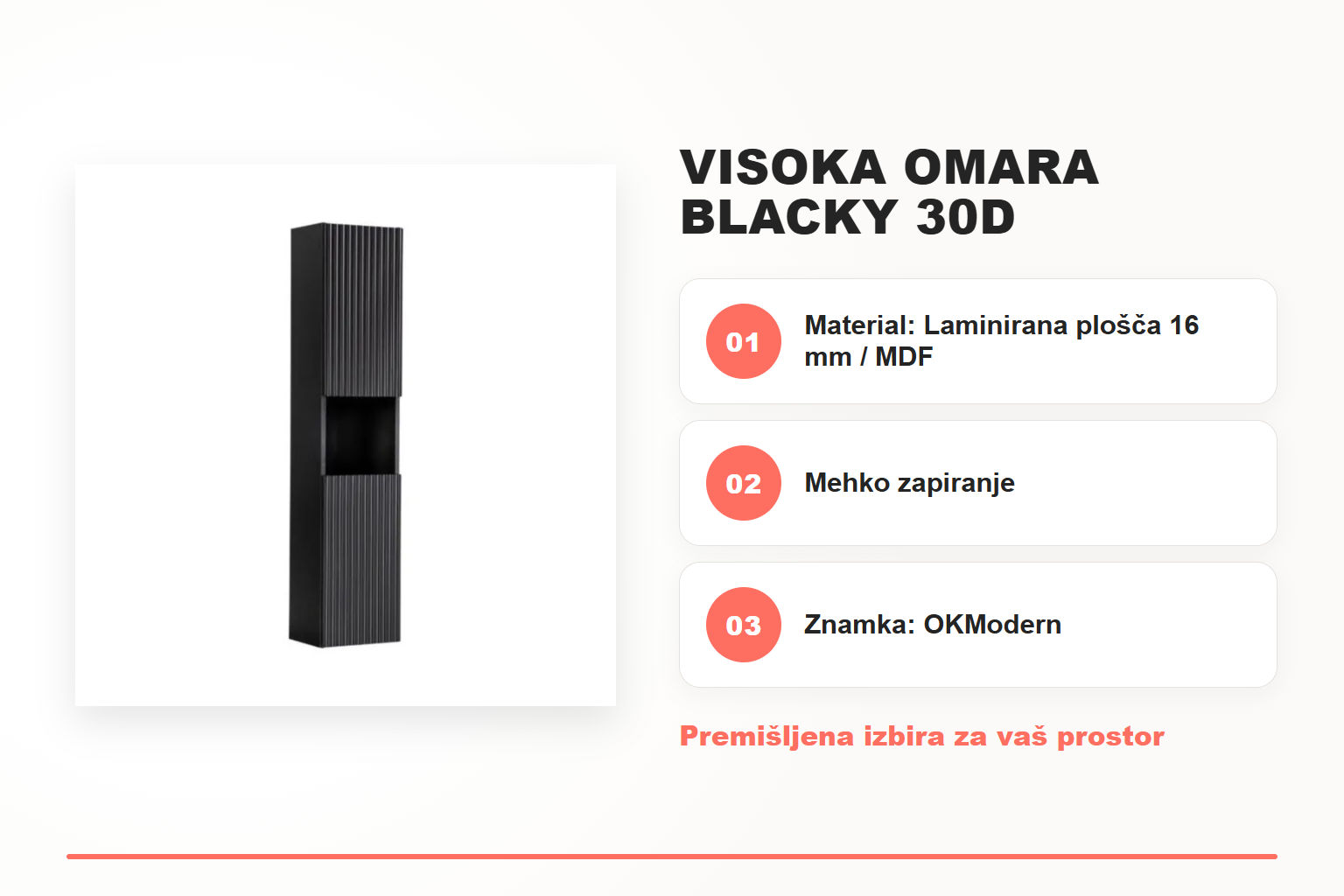 Visoka omara BLACKY 30D – pregled ključnih lastnosti