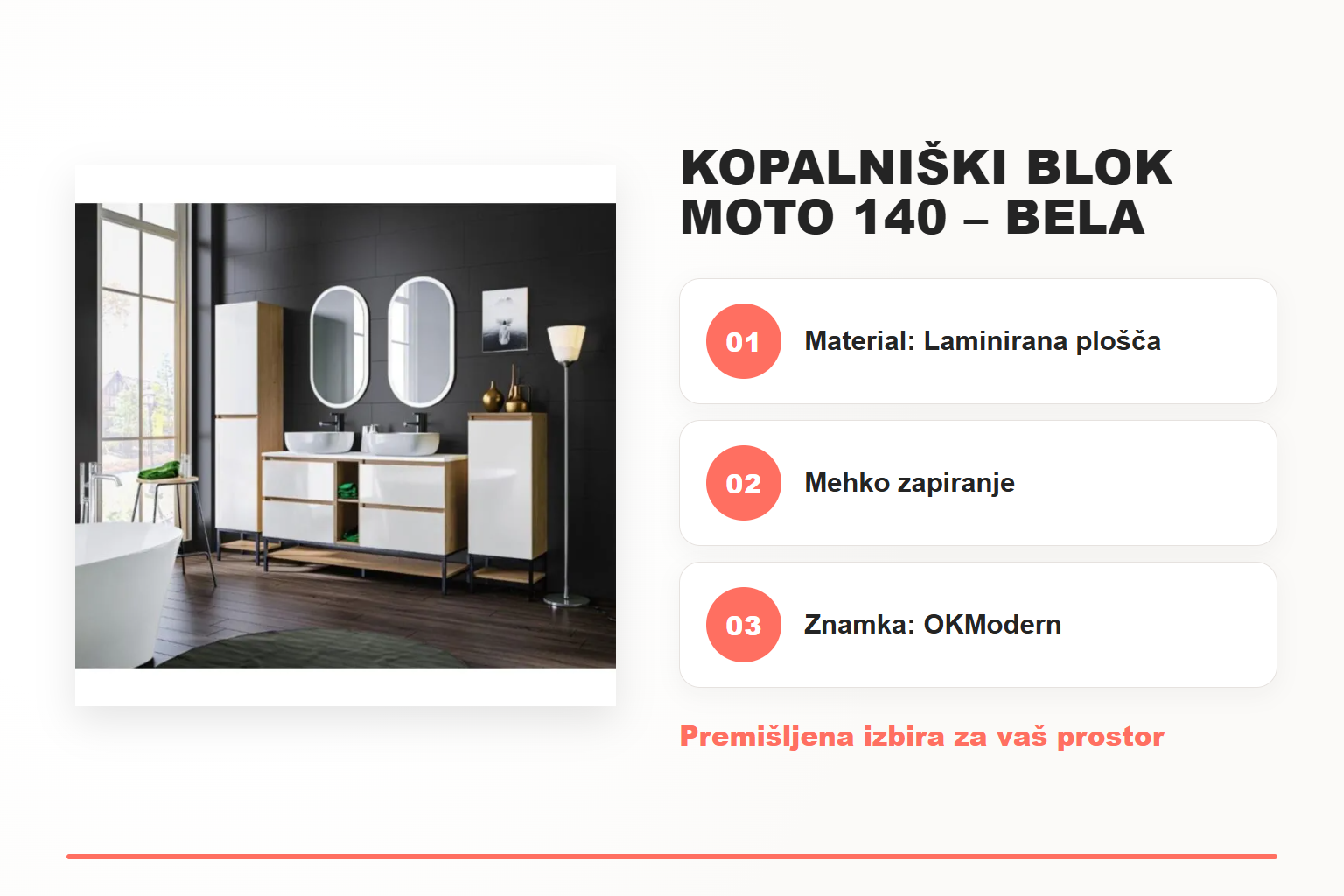 Kopalniški blok MOTO 140 – bela – pregled ključnih lastnosti