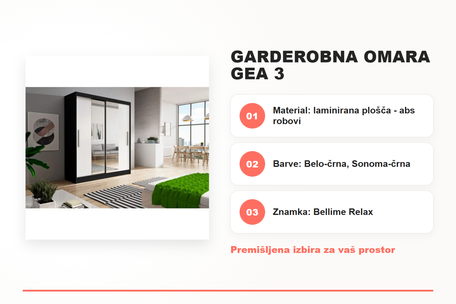 Garderobna omara GEA 3 – pregled ključnih lastnosti