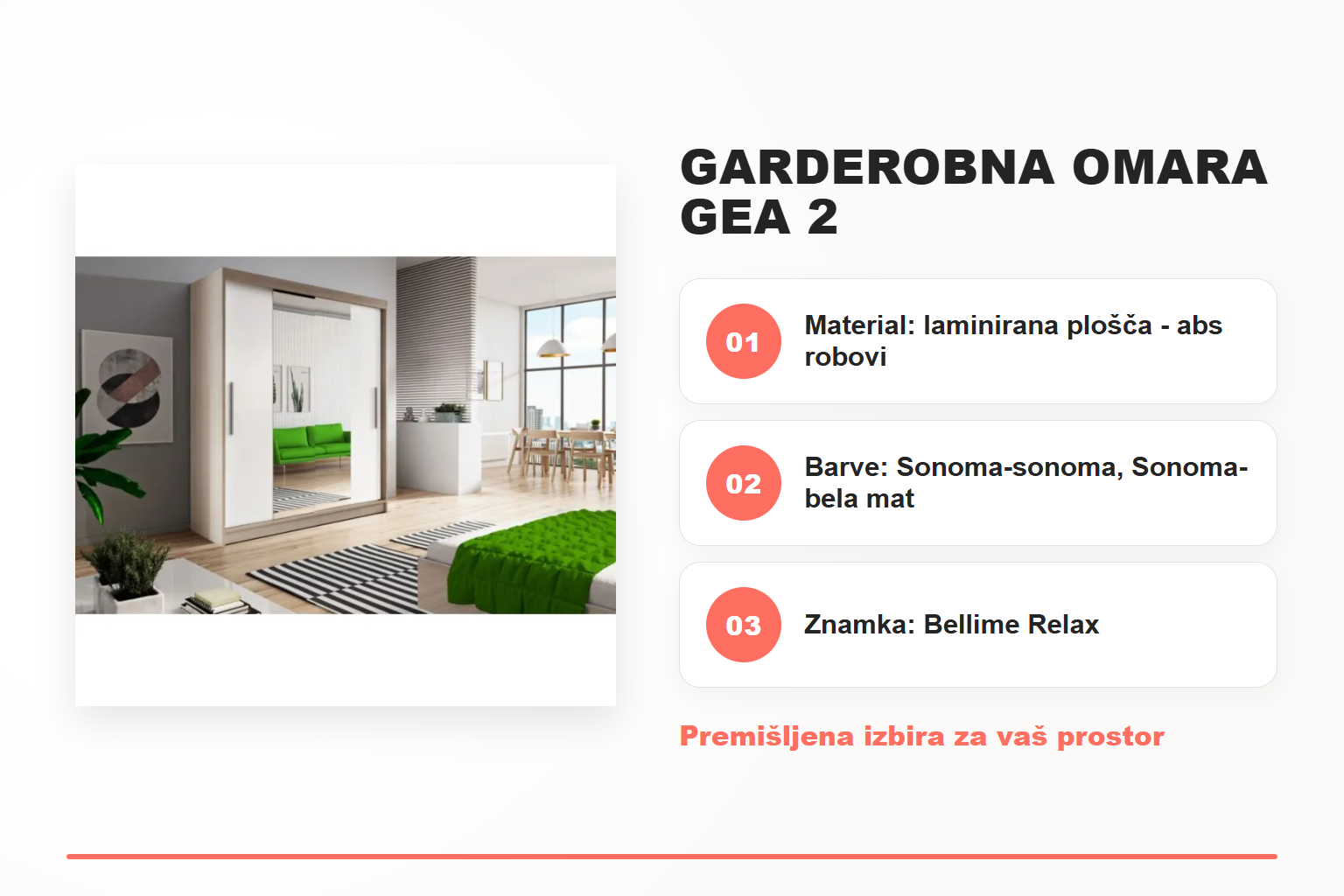 Garderobna omara GEA 2 – pregled ključnih lastnosti