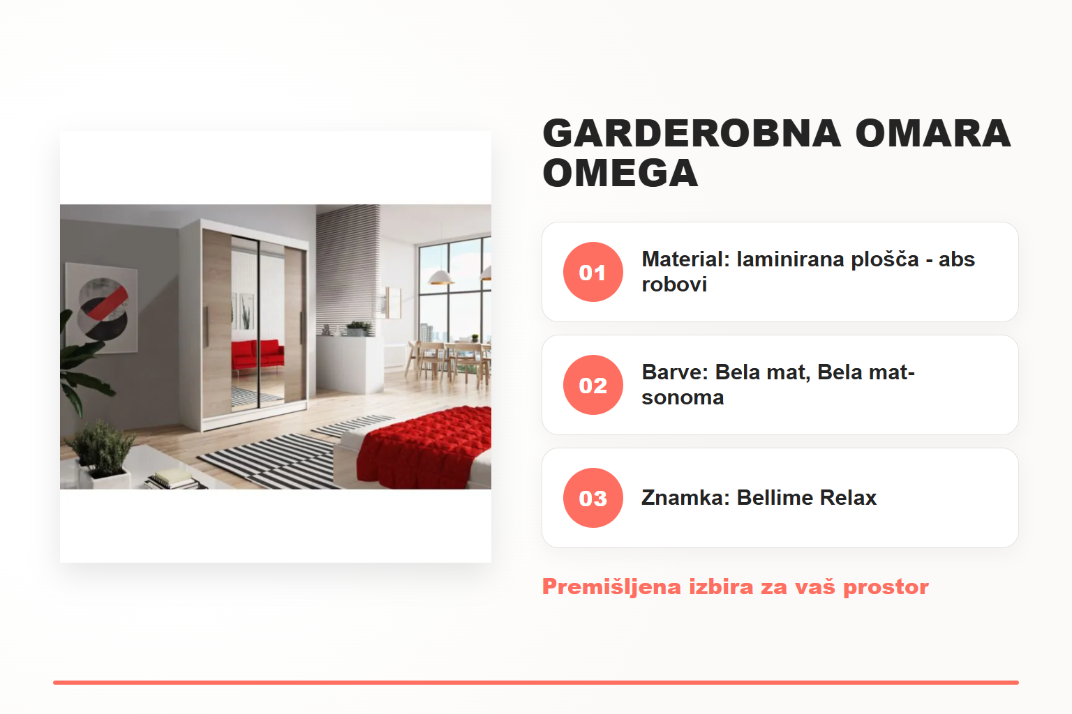 Garderobna omara OMEGA – pregled ključnih lastnosti