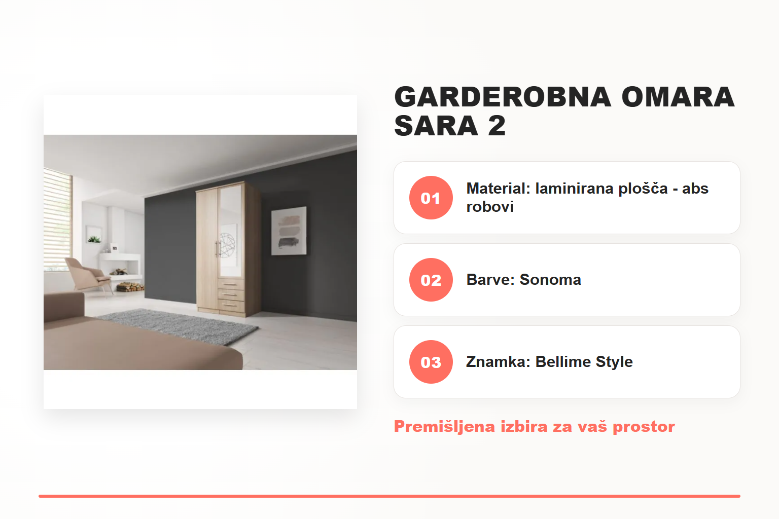 Garderobna omara SARA 2 – pregled ključnih lastnosti