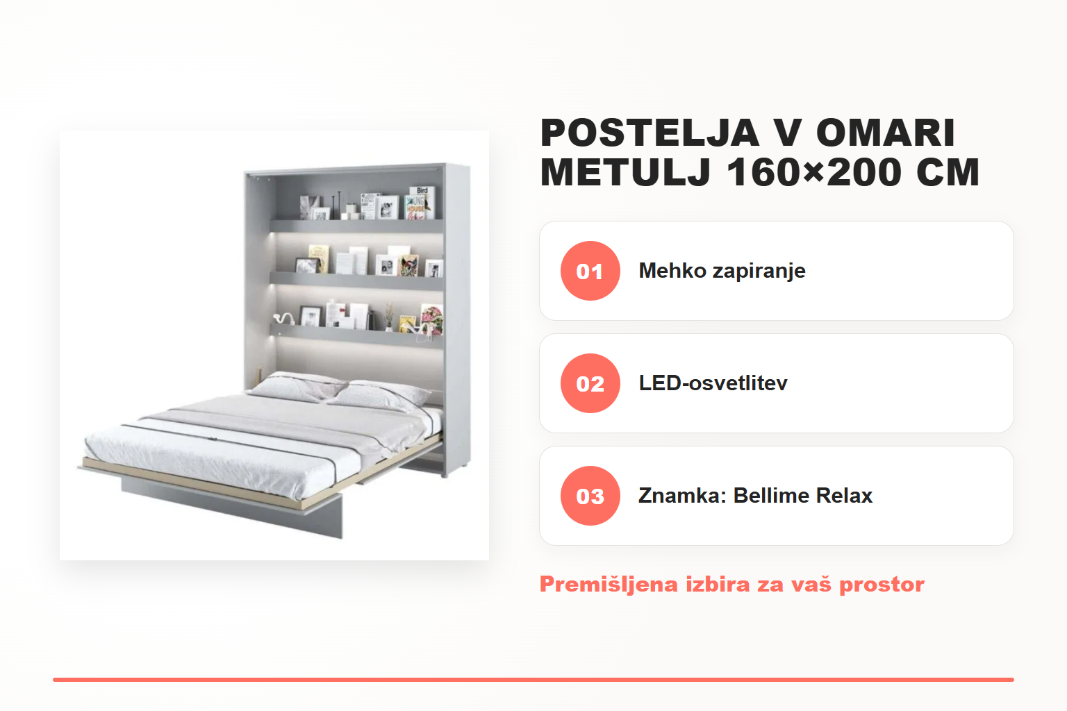 Postelja v omari METULJ 160×200 cm – pregled ključnih lastnosti