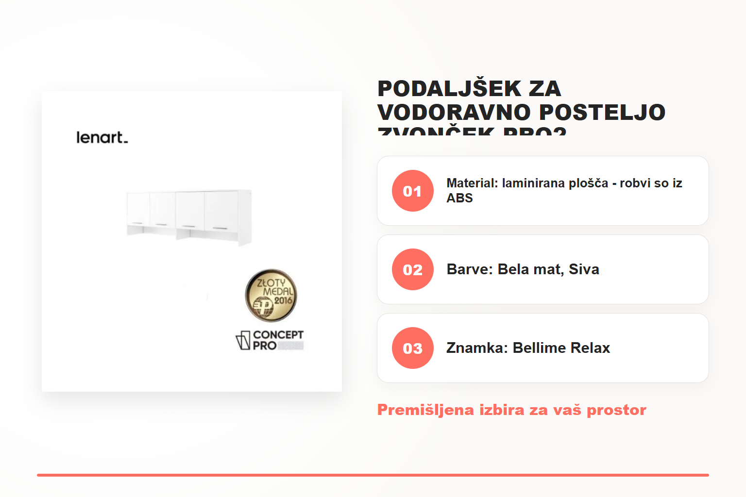 Podaljšek za vodoravno posteljo ZVONČEK PRO2 – pregled ključnih lastnosti