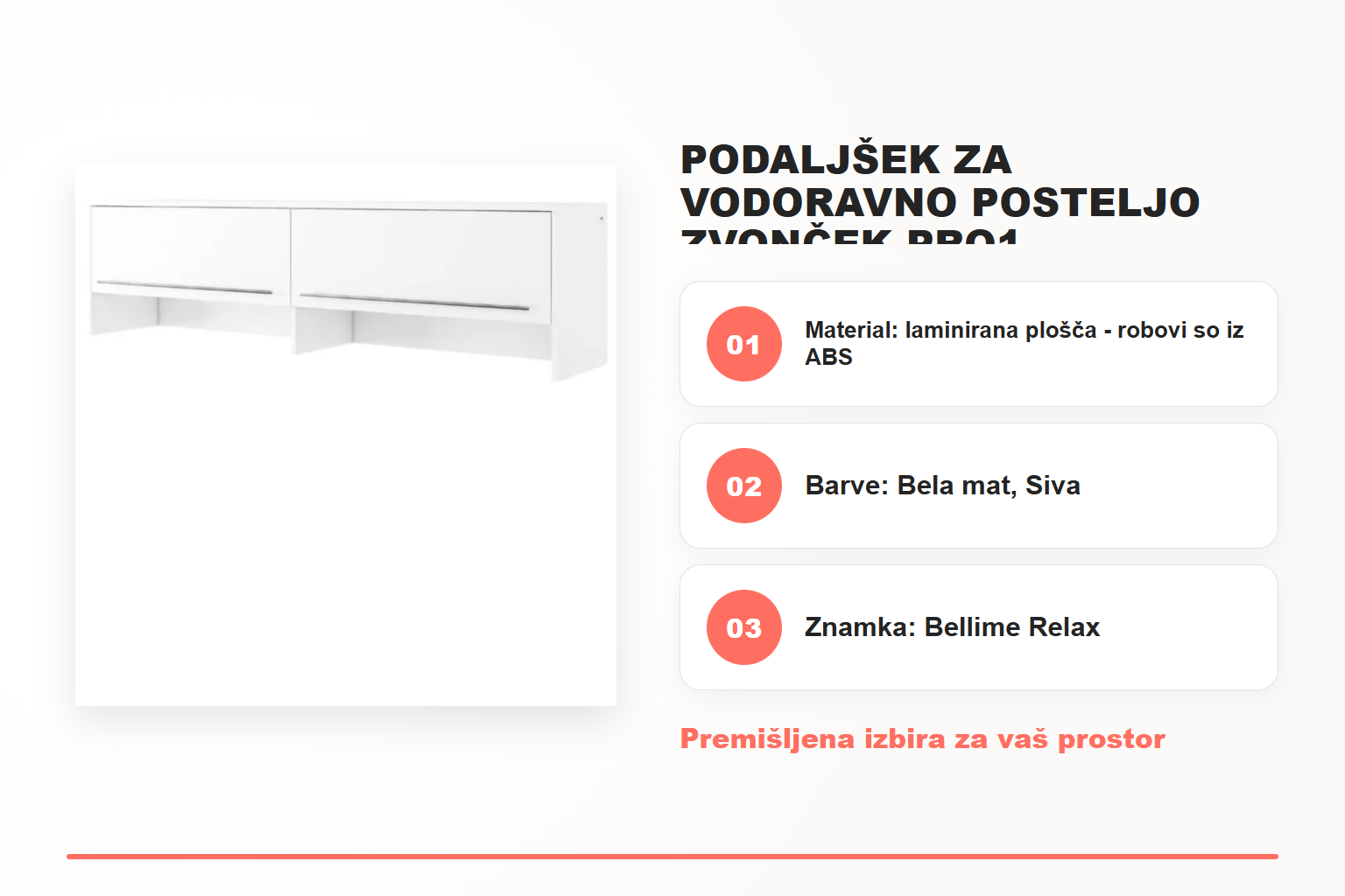 Podaljšek za vodoravno posteljo ZVONČEK PRO1 – pregled ključnih lastnosti