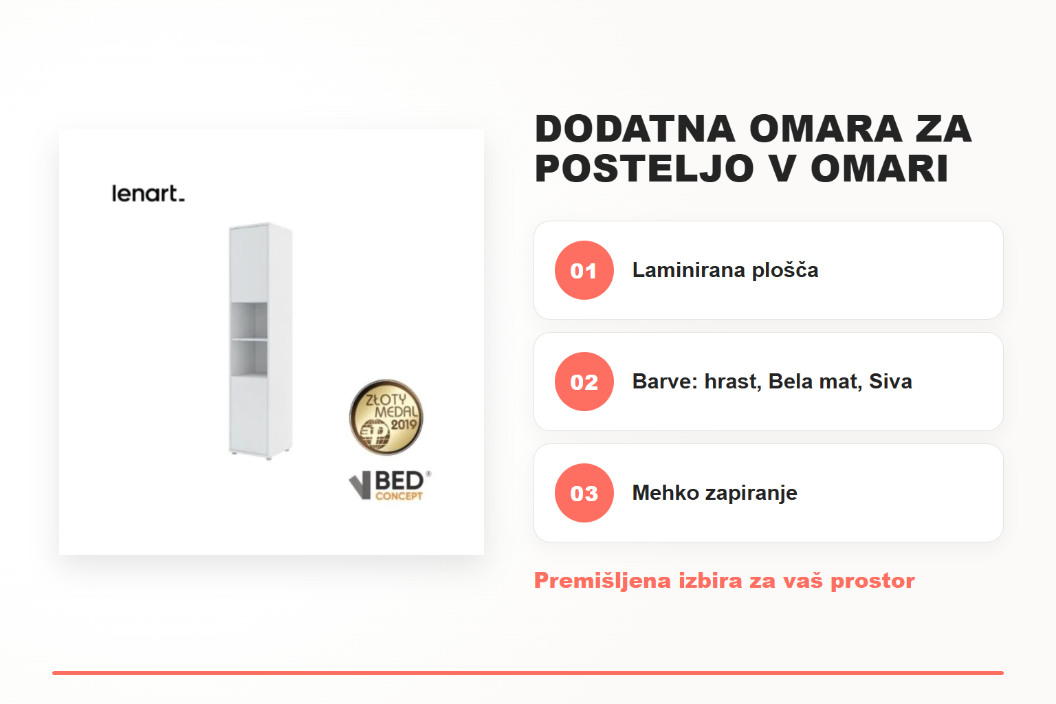 Dodatna omara za posteljo v omari METULJ 2 – pregled ključnih lastnosti