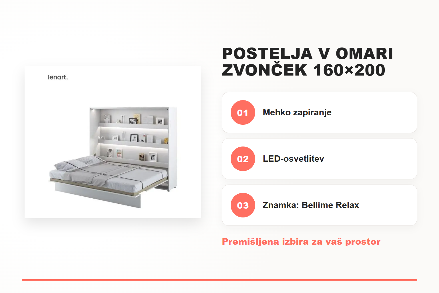 Postelja v omari ZVONČEK 160×200 cm – pregled ključnih lastnosti