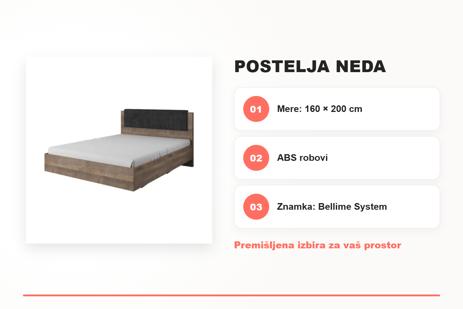 Postelja NEDA – pregled ključnih lastnosti
