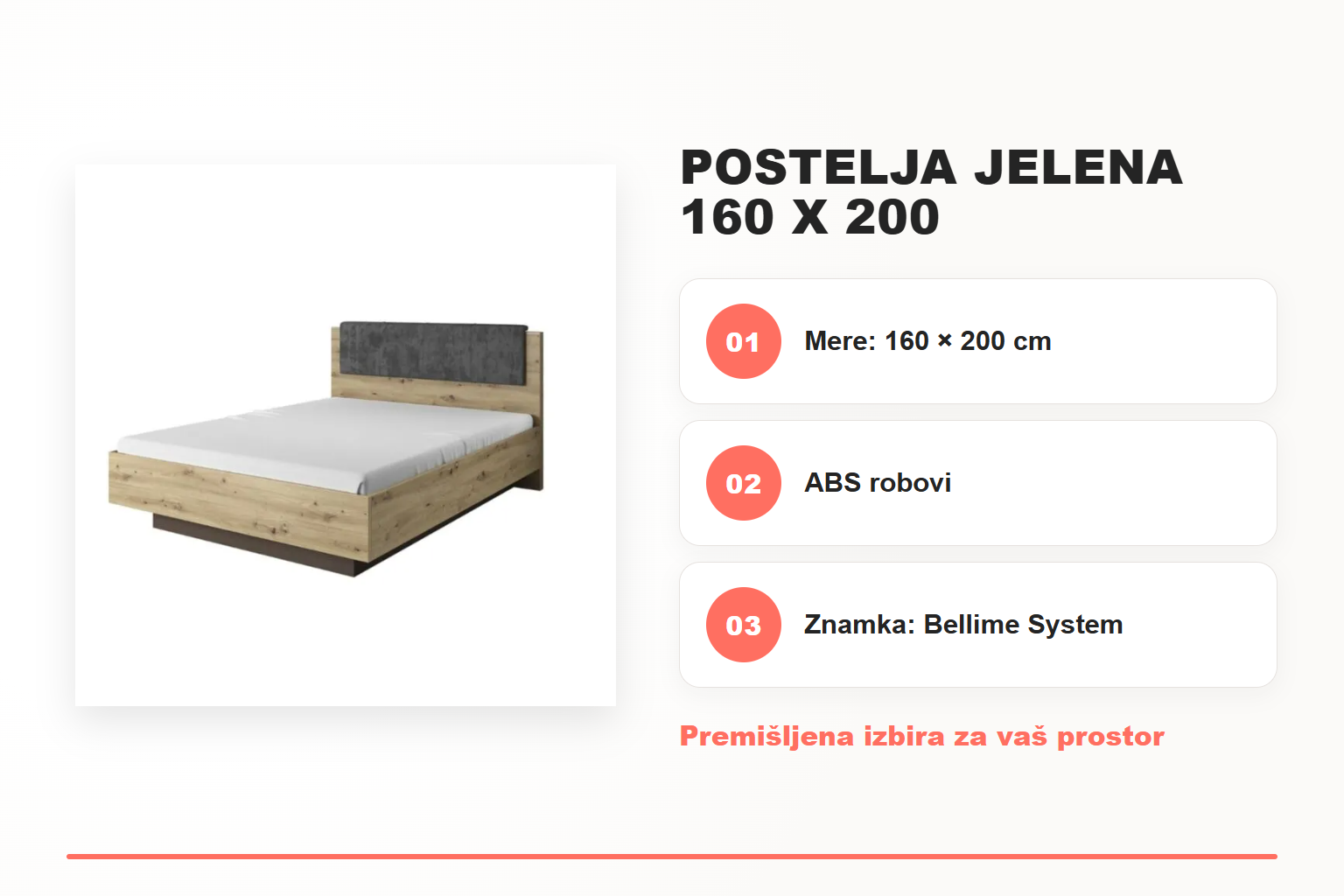 Postelja JELENA 160 x 200 – pregled ključnih lastnosti