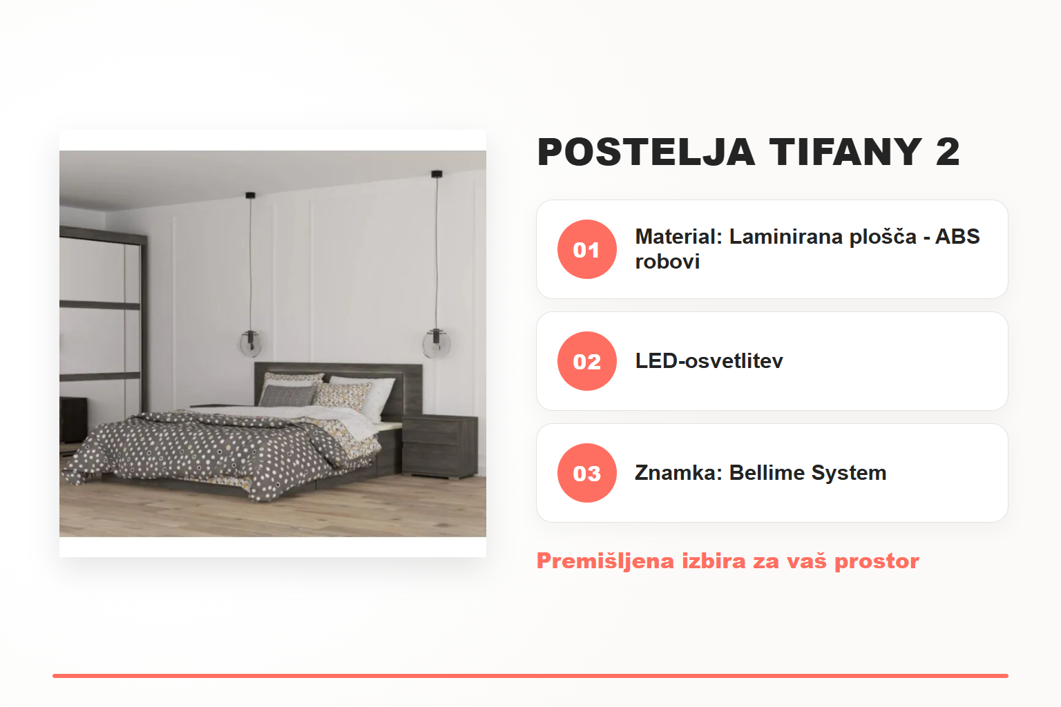 Postelja TIFANY 2 – pregled ključnih lastnosti