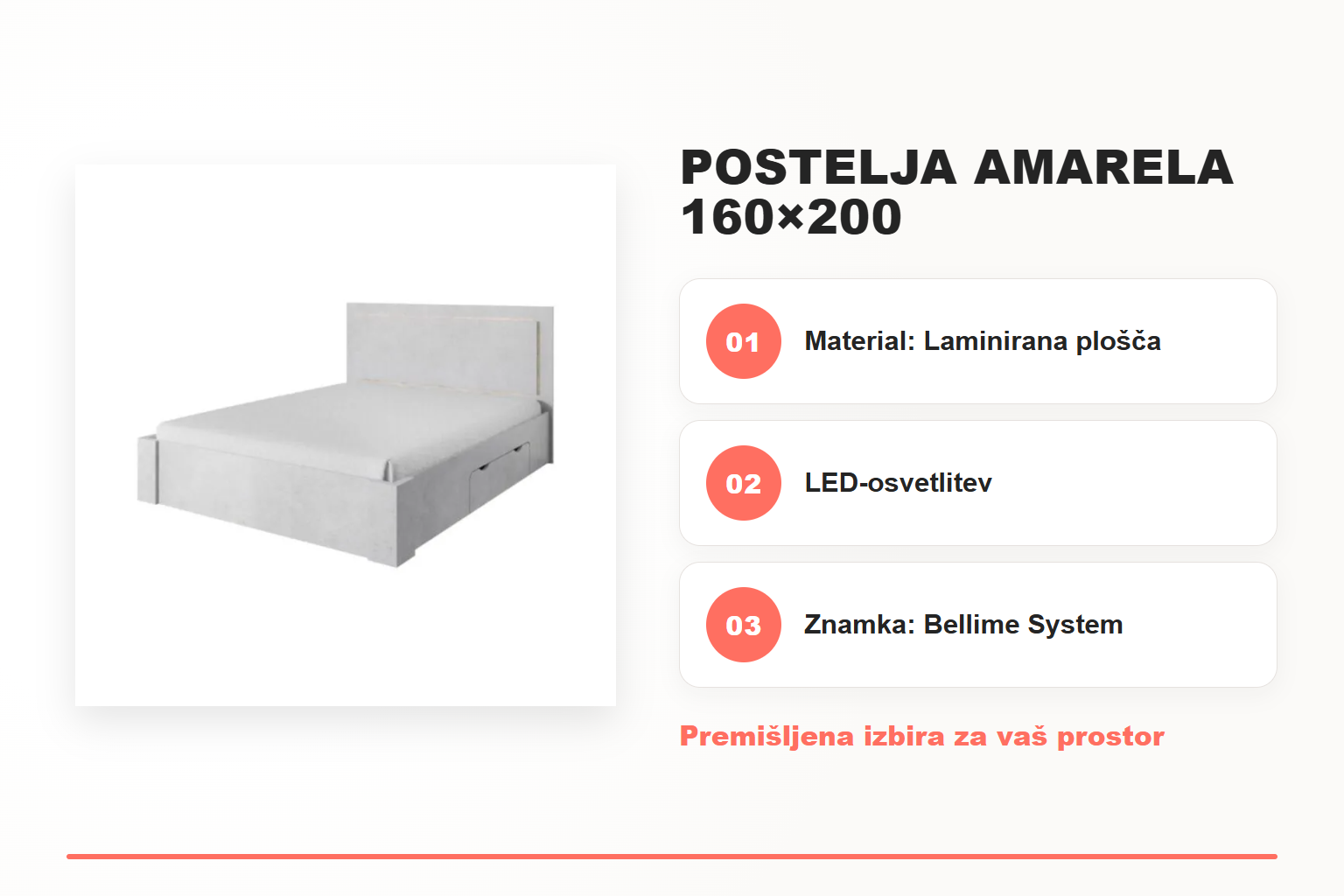 Postelja AMARELA 160×200 – pregled ključnih lastnosti