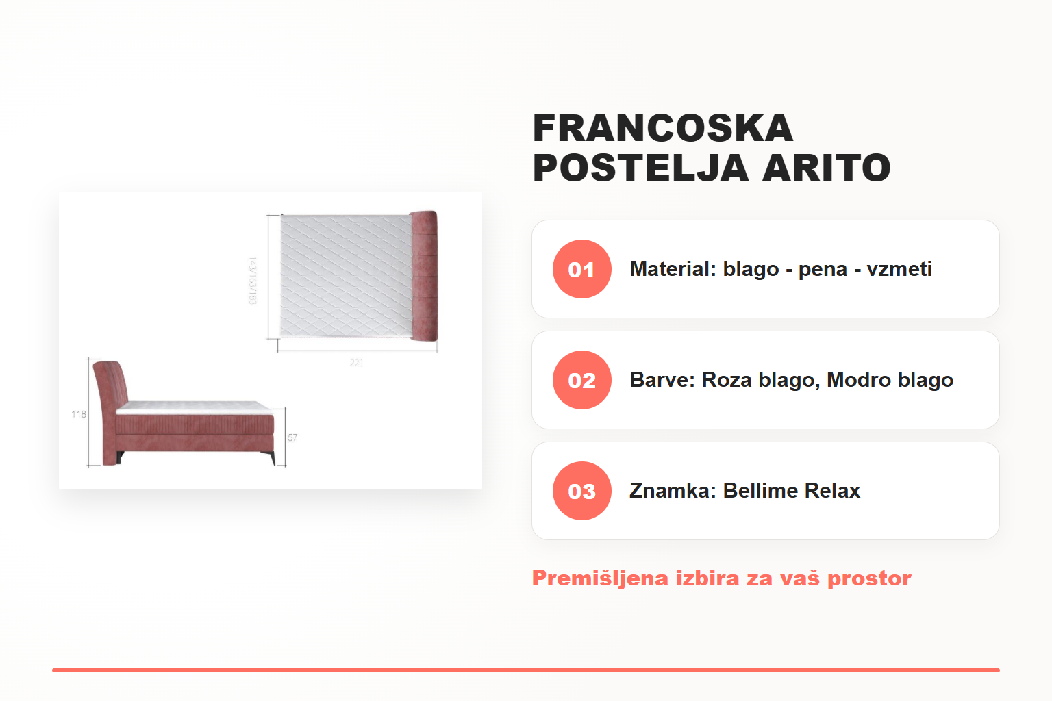Francoska postelja ARITO 180×200 – pregled ključnih lastnosti