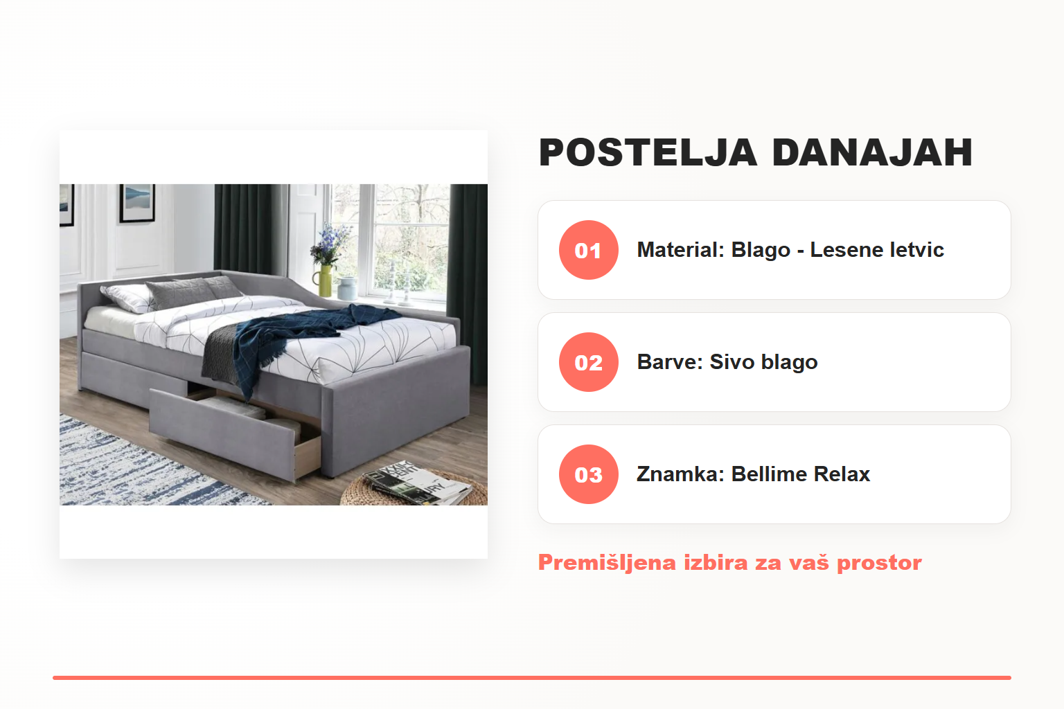 Postelja DANAJAH – pregled ključnih lastnosti