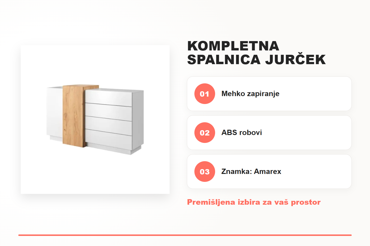 Kompletna spalnica JURČEK – pregled ključnih lastnosti