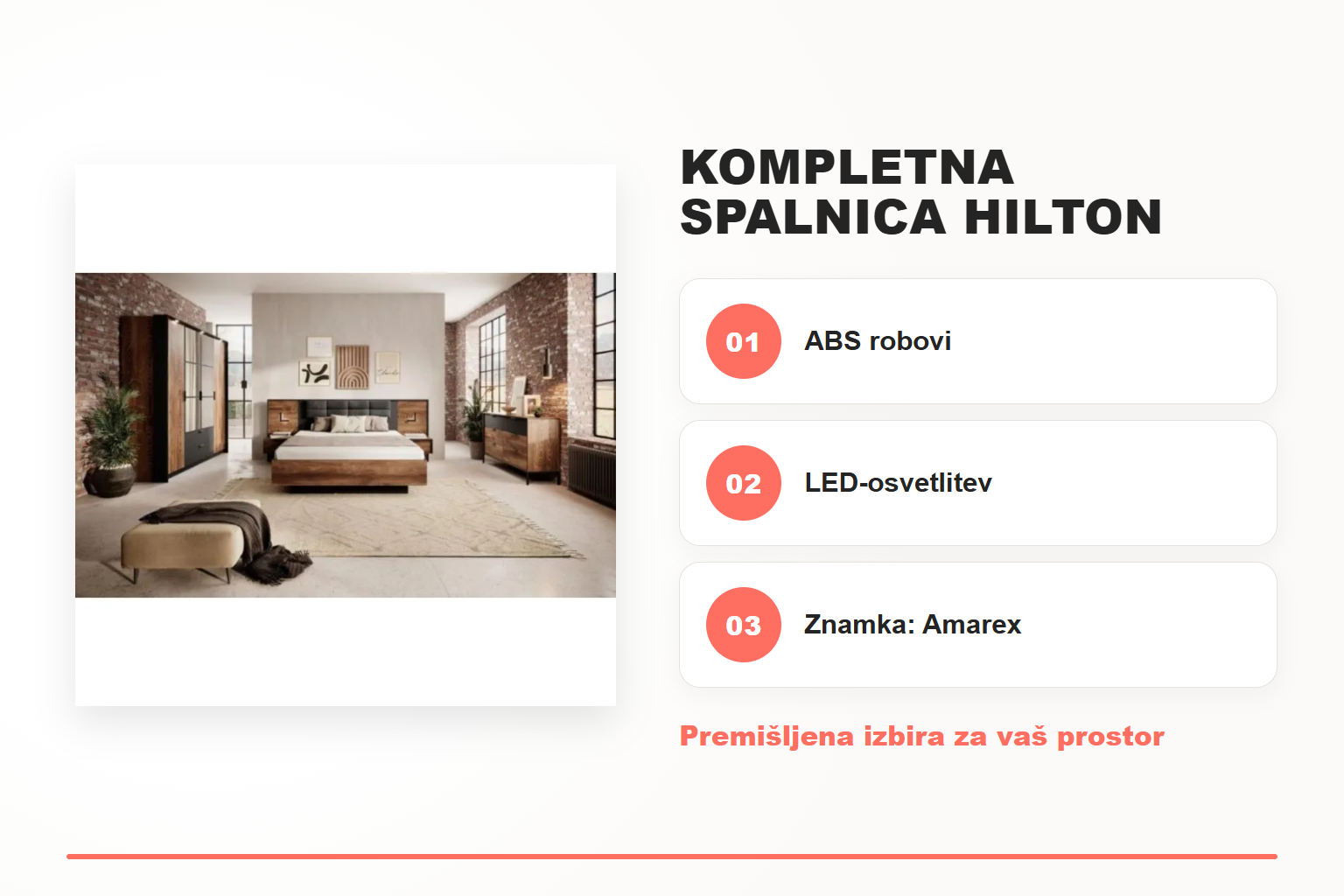 Kompletna spalnica HILTON – pregled ključnih lastnosti