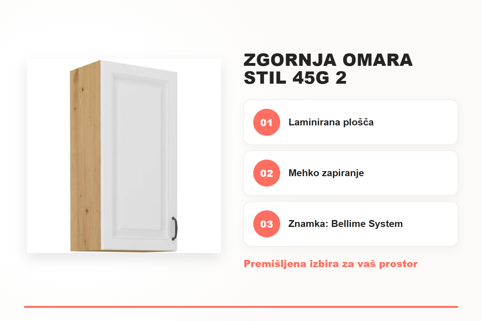 Zgornja omara STIL 45G 2 – pregled ključnih lastnosti