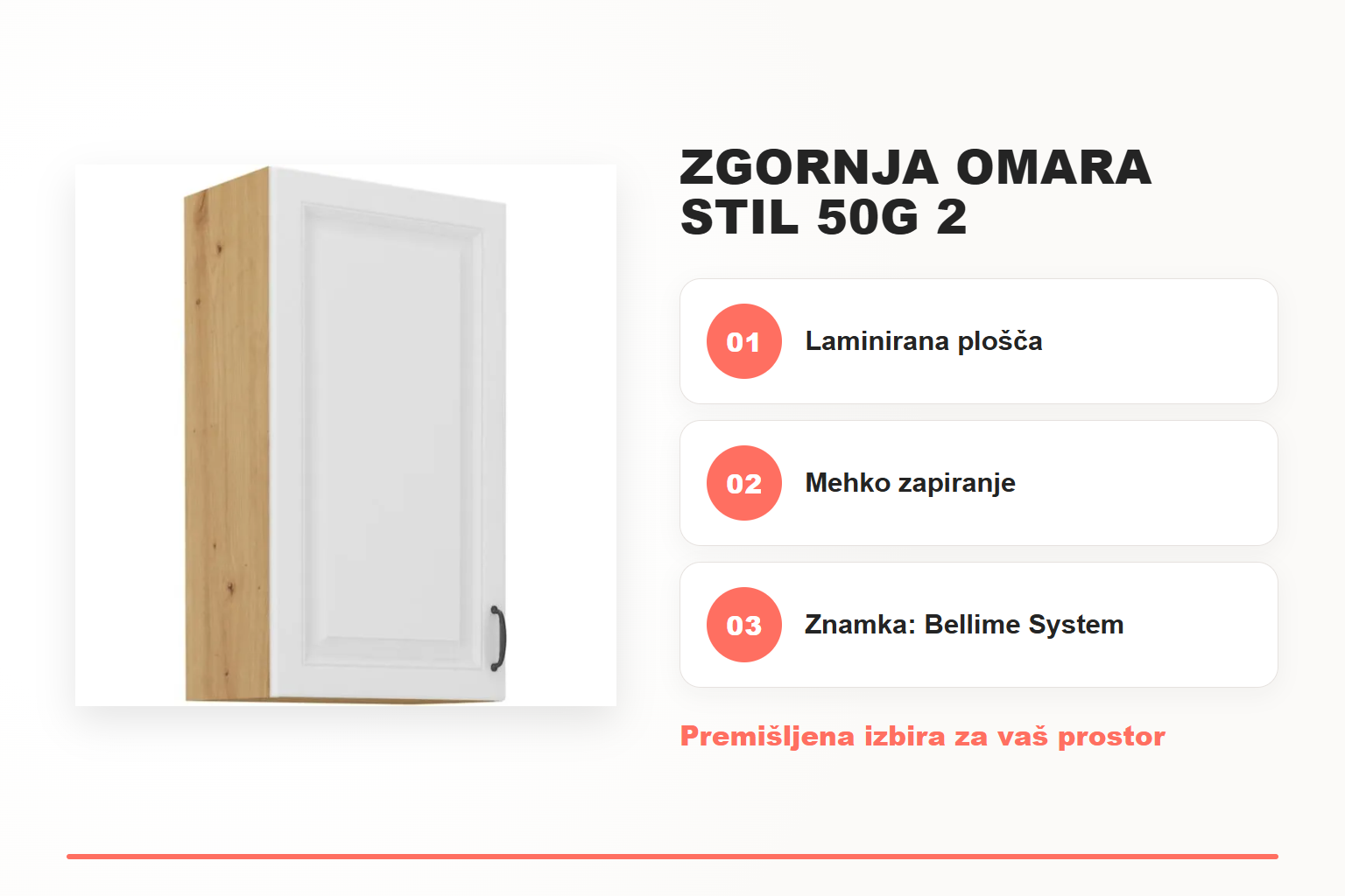 Zgornja omara STIL 50G 2 – pregled ključnih lastnosti