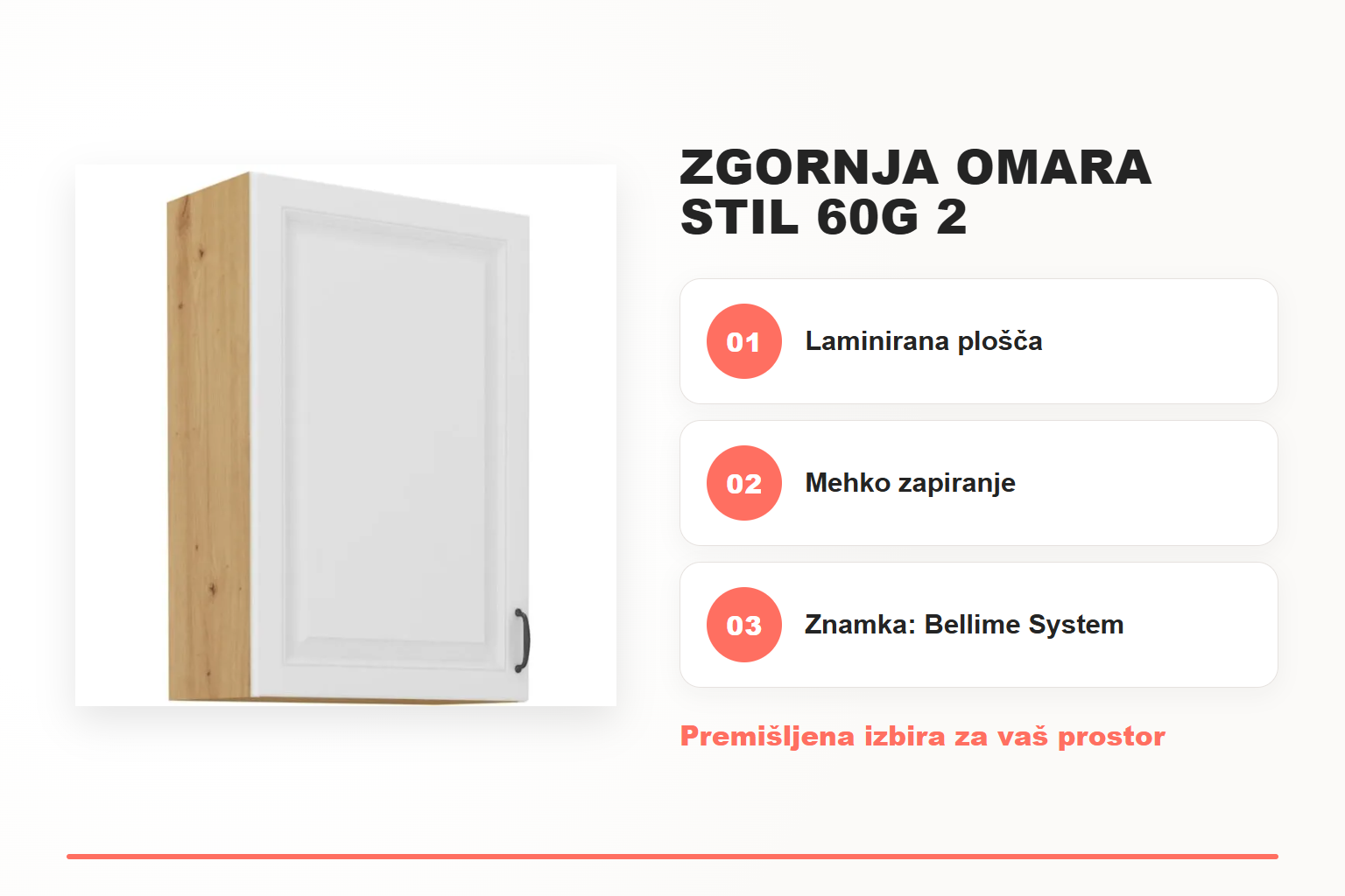 Zgornja omara STIL 60G 2 – pregled ključnih lastnosti