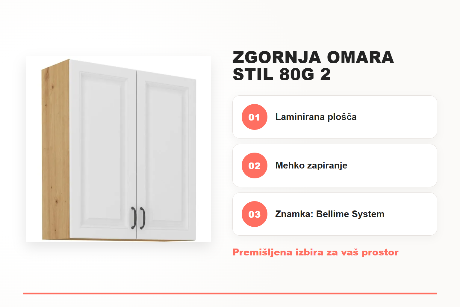 Zgornja omara STIL 80G 2 – pregled ključnih lastnosti