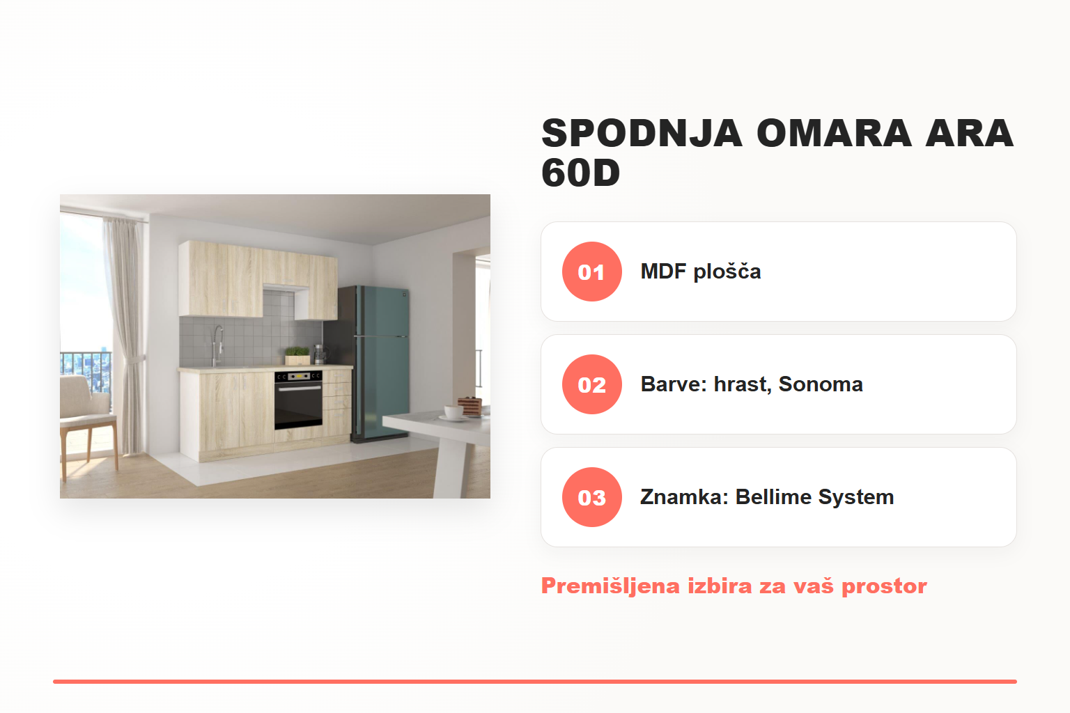Spodnja omara ARA 60D – pregled ključnih lastnosti