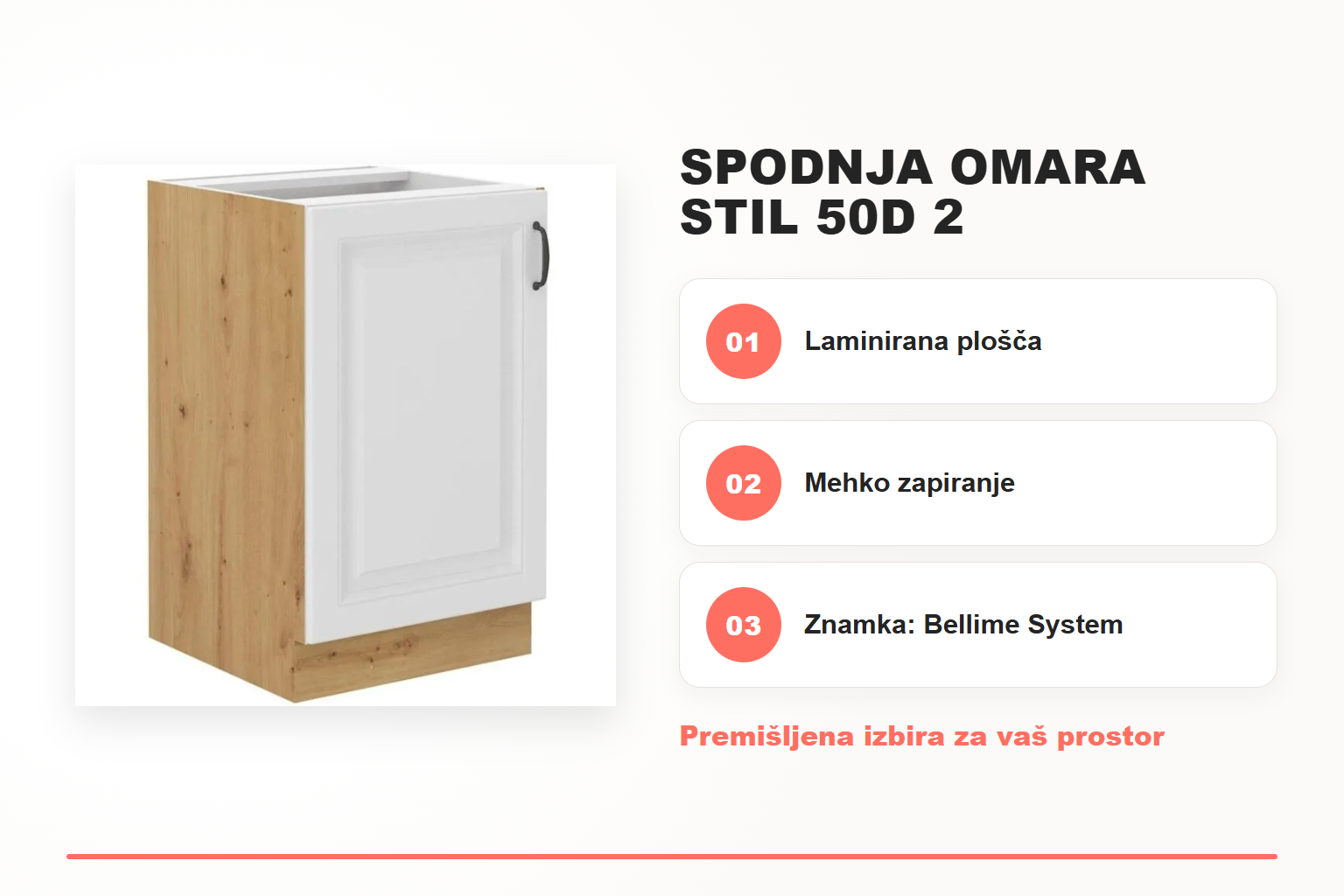 Spodnja omara STIL 50D 2 – pregled ključnih lastnosti