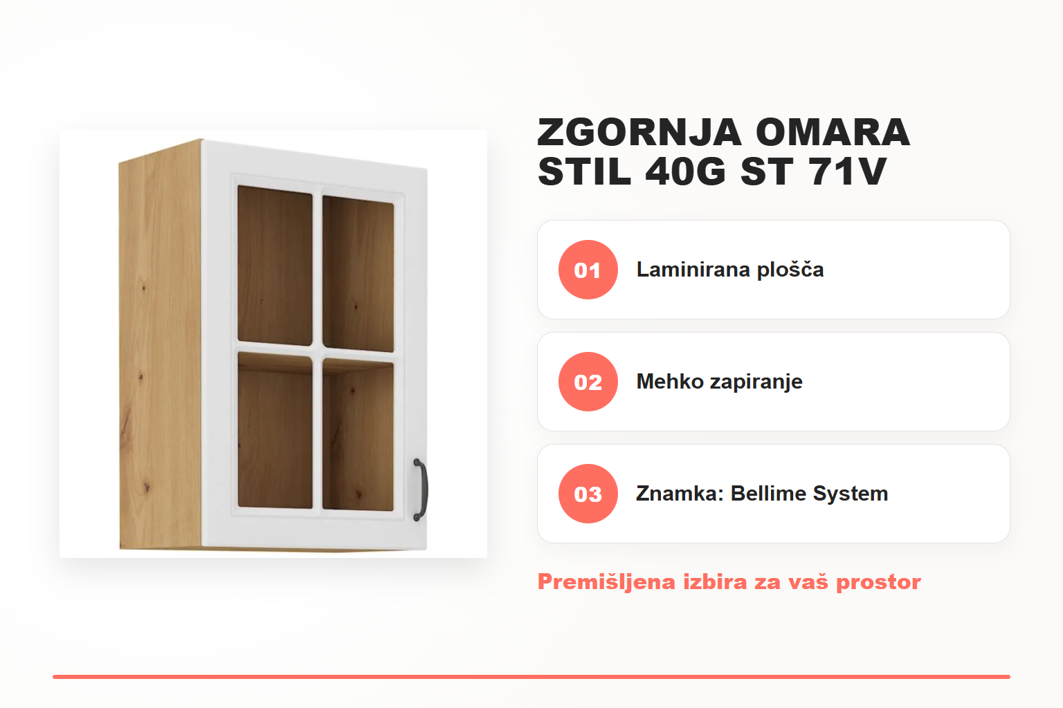 Zgornja omara STIL 40G ST 71V – pregled ključnih lastnosti