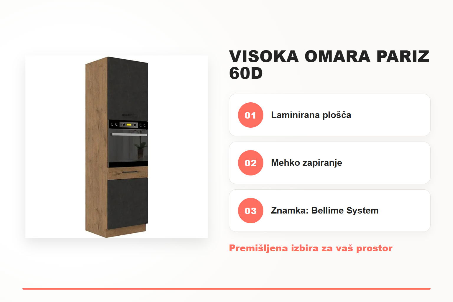 Visoka omara PARIZ 60D – pregled ključnih lastnosti