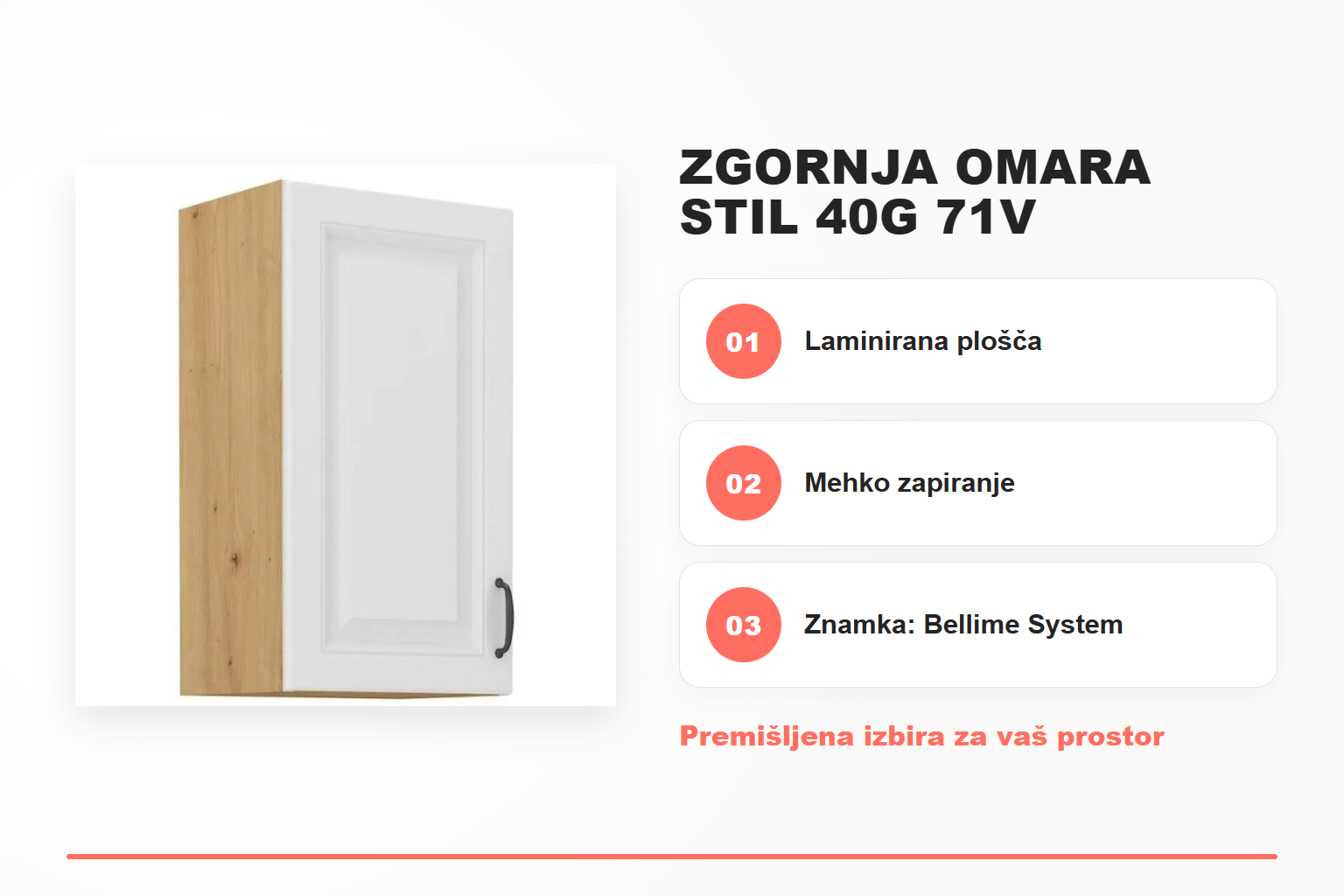 Zgornja omara STIL 40G 71V – pregled ključnih lastnosti