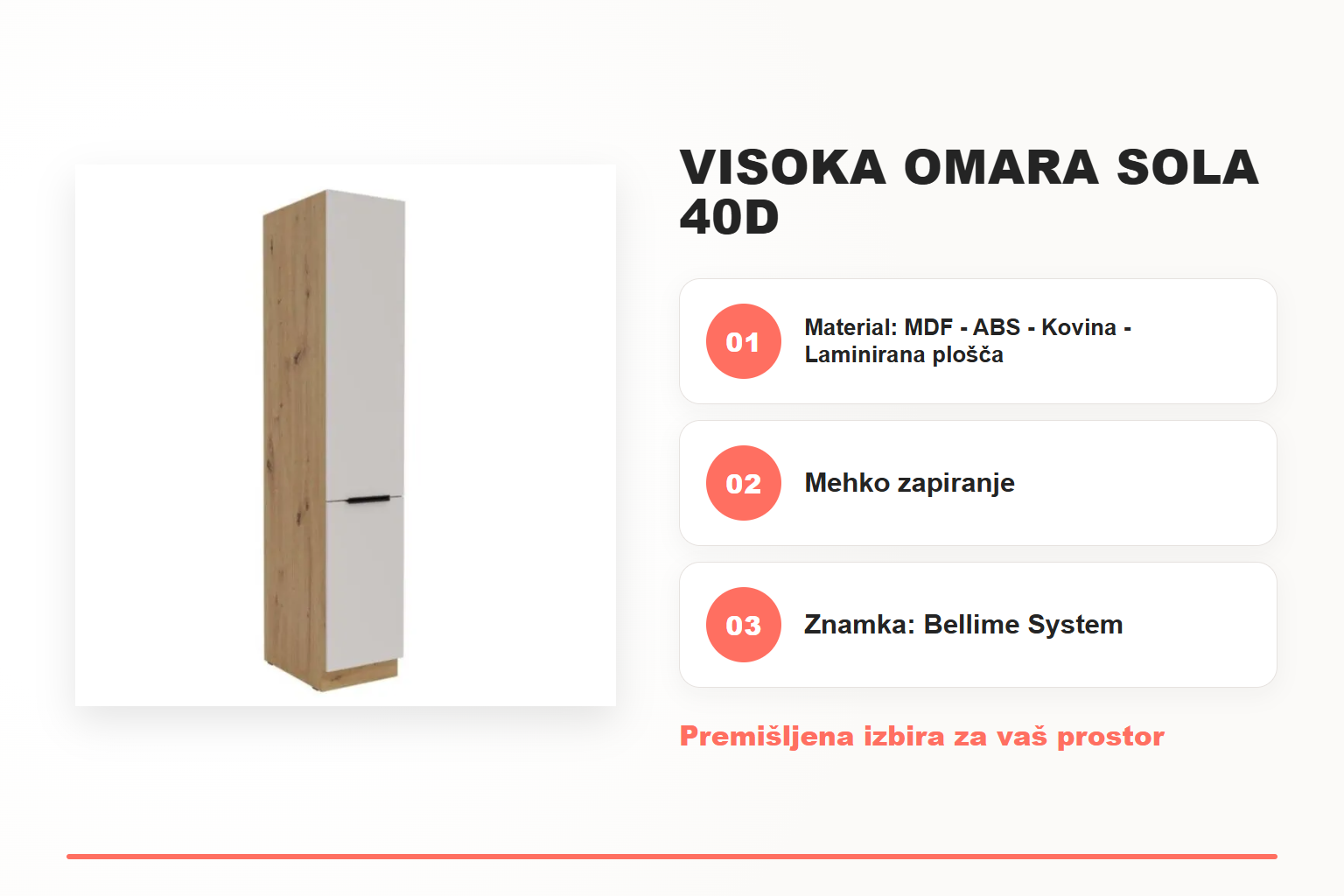 Visoka omara SOLA 40D – pregled ključnih lastnosti