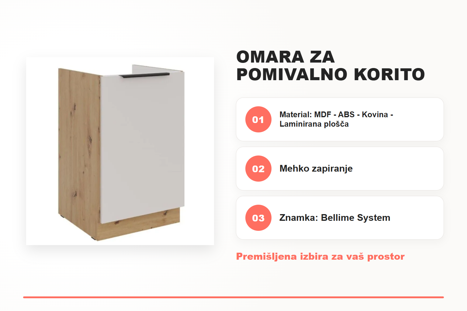 Omara za pomivalno korito SOLA 50D – pregled ključnih lastnosti
