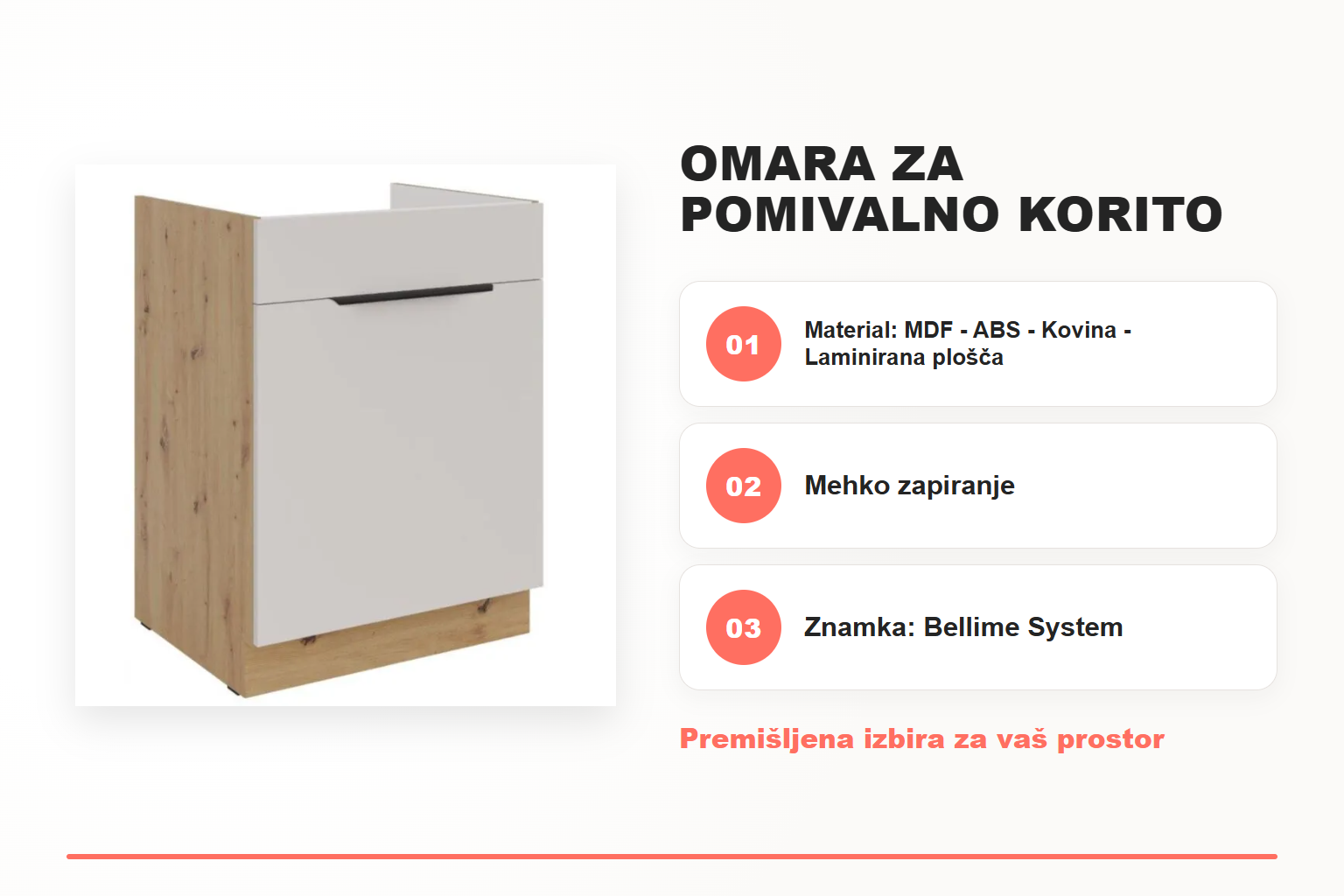 Omara za pomivalno korito SOLA 60D – pregled ključnih lastnosti