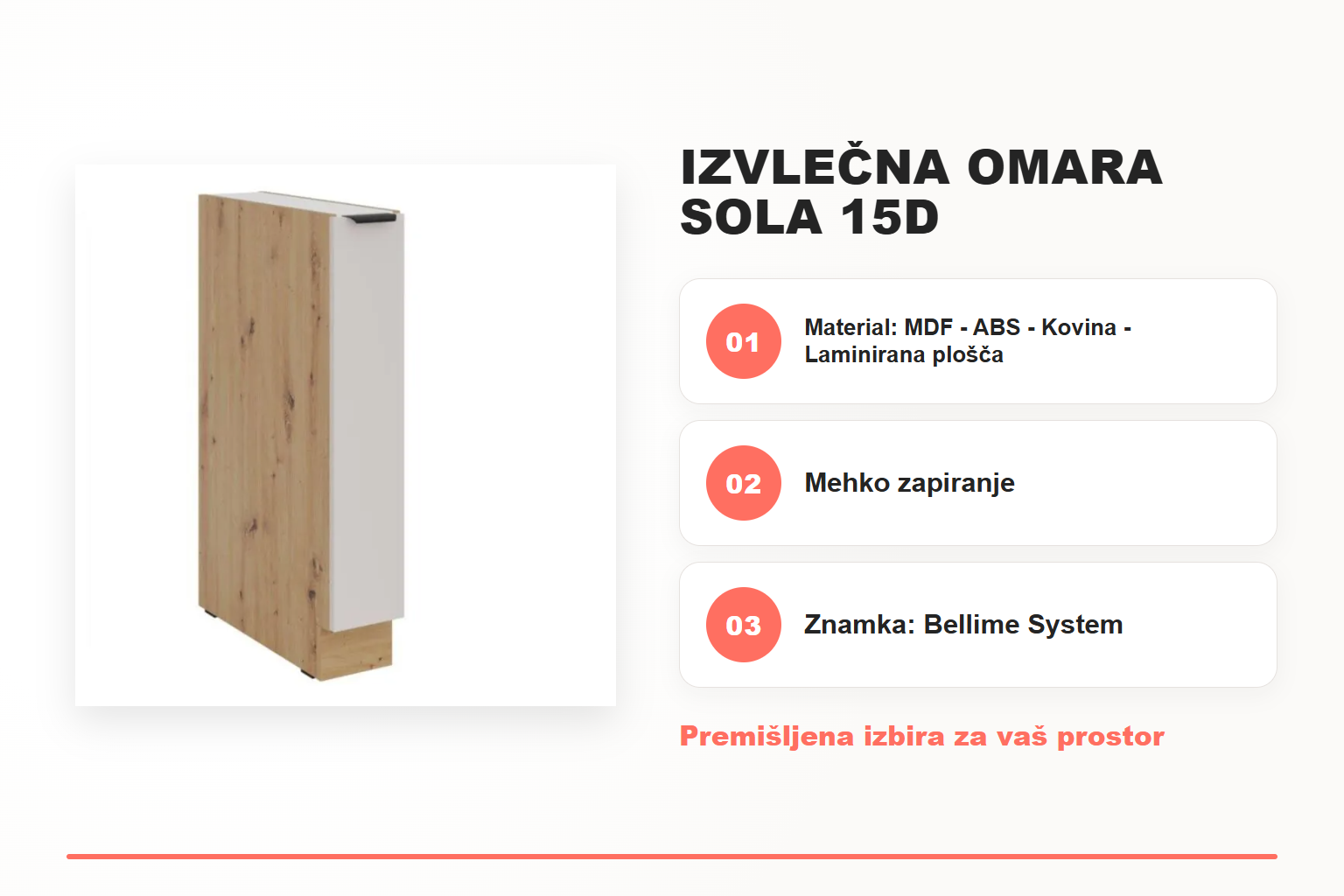 Izvlečna omara SOLA 15D – pregled ključnih lastnosti