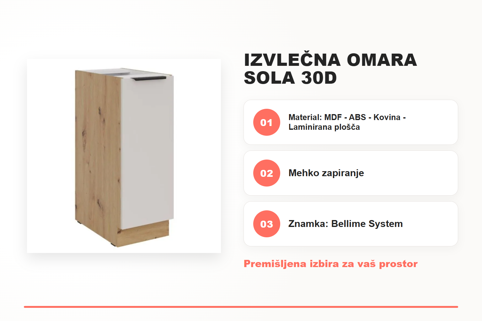 Izvlečna omara SOLA 30D – pregled ključnih lastnosti