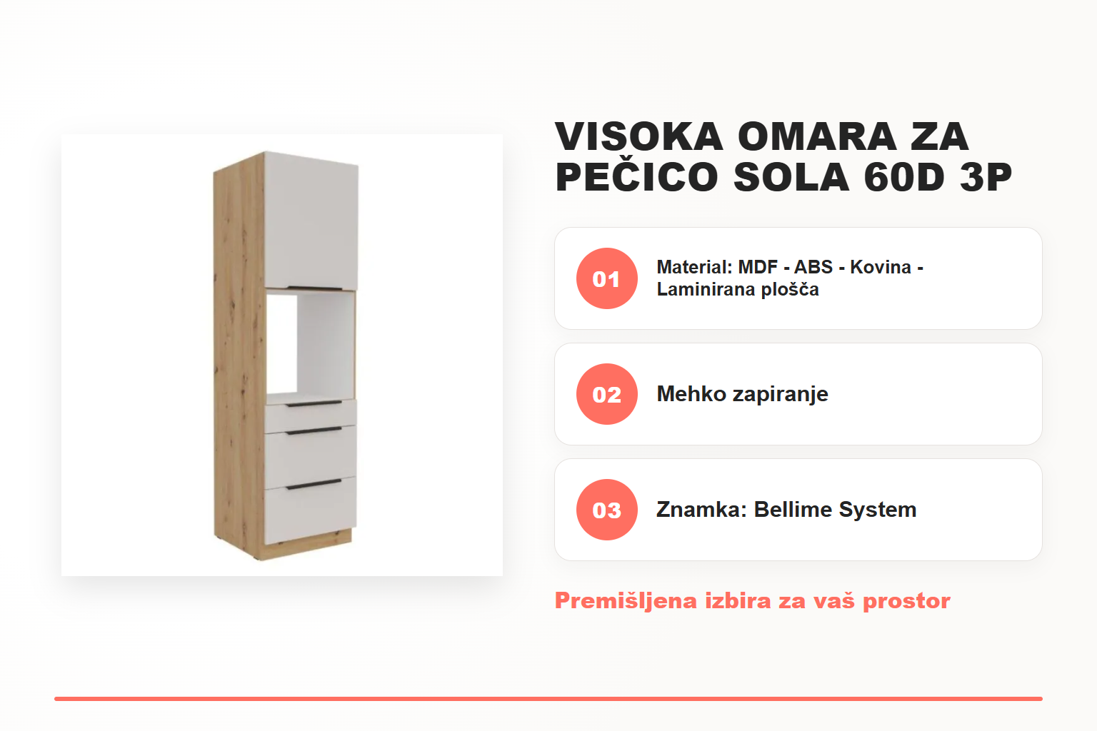 Visoka omara za pečico SOLA 60D 3P – pregled ključnih lastnosti