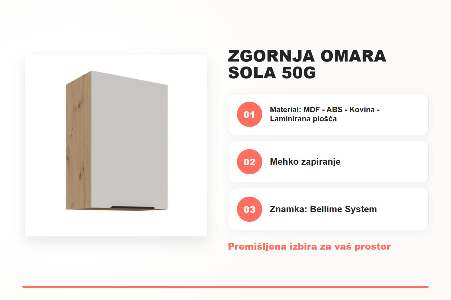 Zgornja omara SOLA 50G – pregled ključnih lastnosti