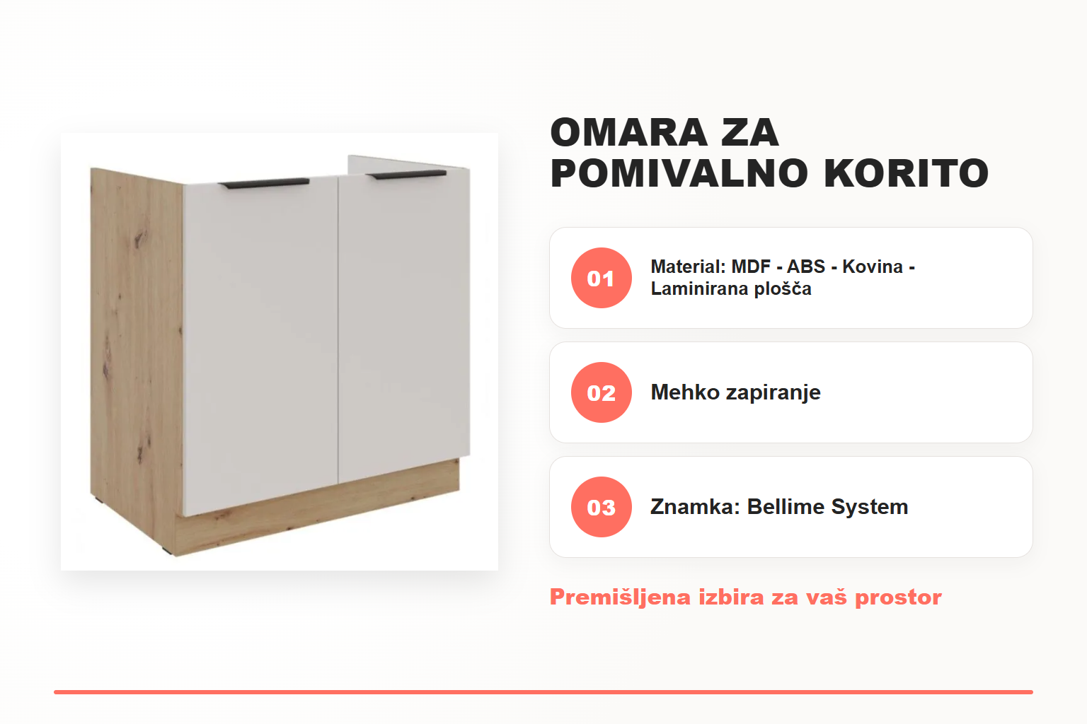Omara za pomivalno korito SOLA 80D – pregled ključnih lastnosti