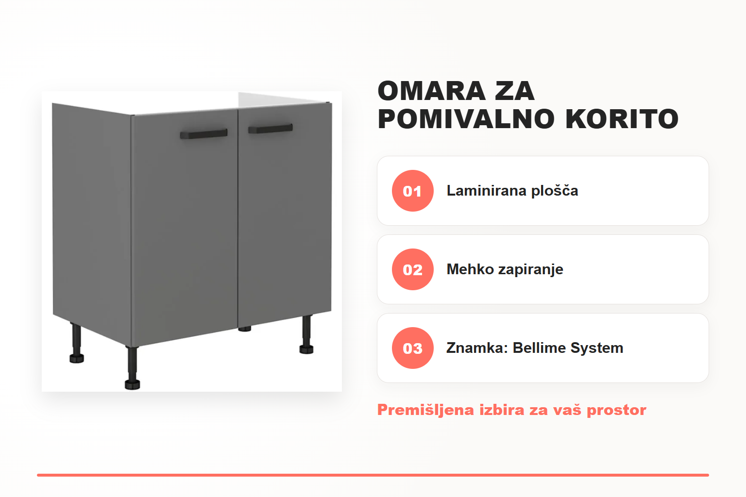 Omara za pomivalno korito NITA 80D – pregled ključnih lastnosti