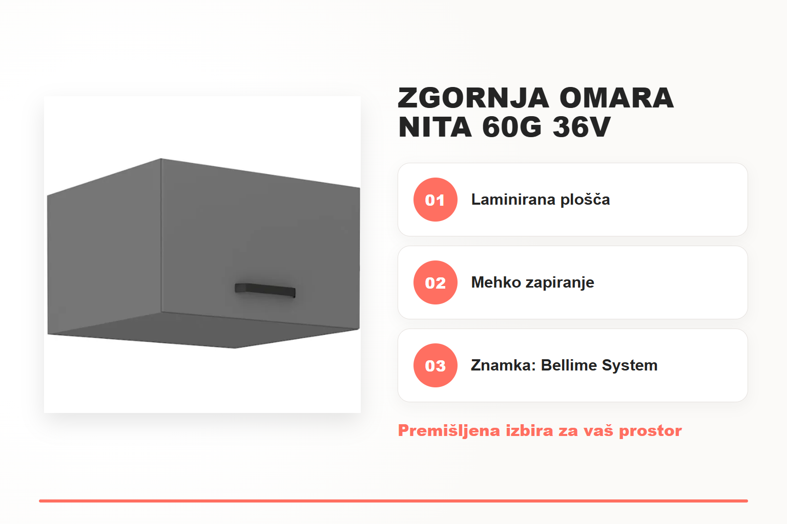 Zgornja omara NITA 60G 36V – pregled ključnih lastnosti