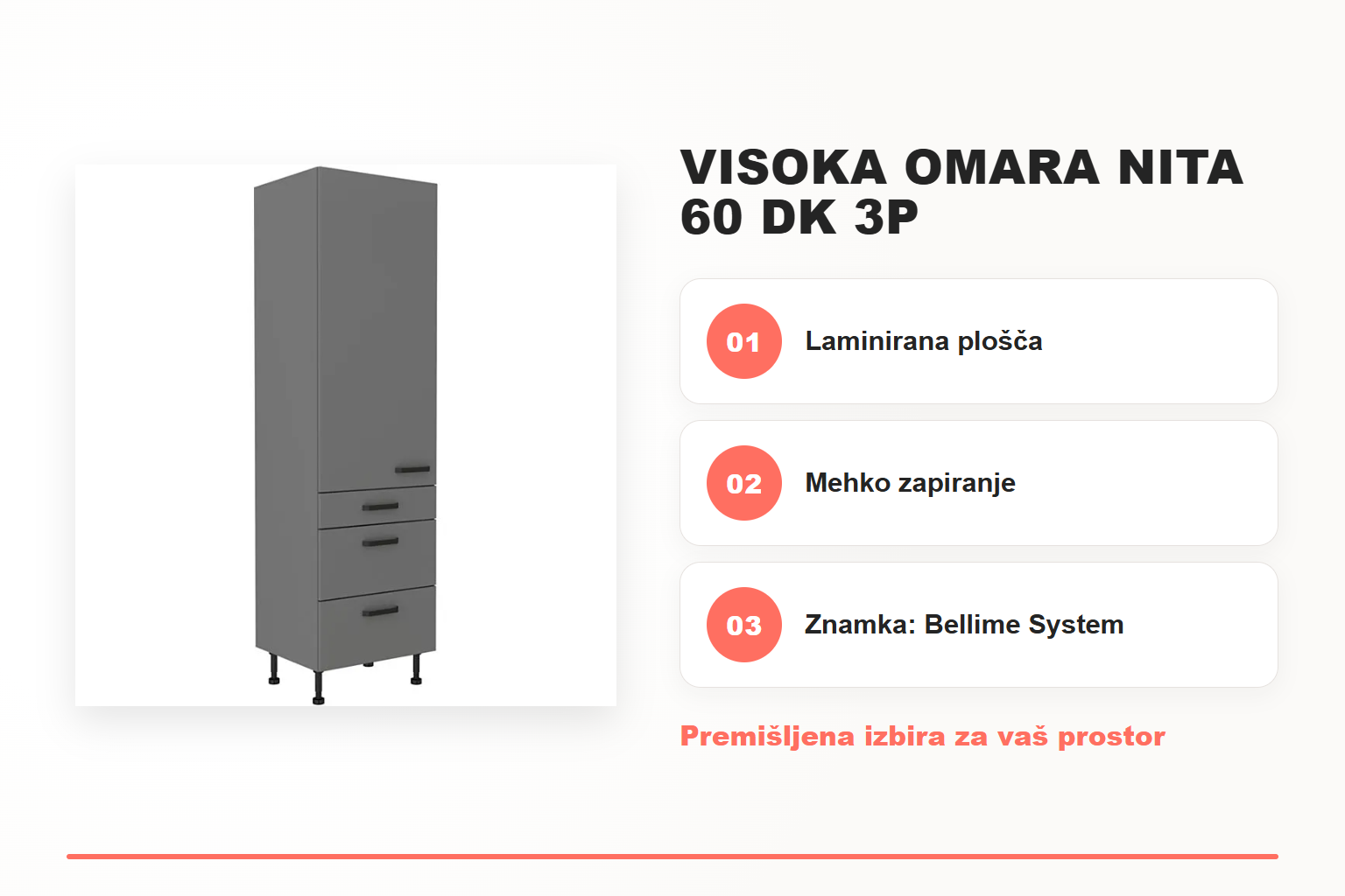 Visoka omara NITA 60 DK 3P – pregled ključnih lastnosti