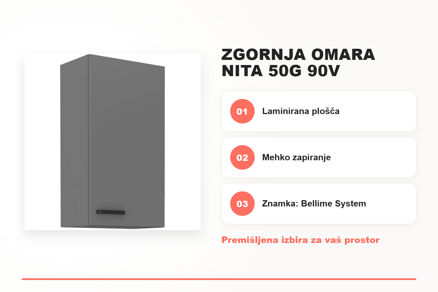 Zgornja omara NITA 50G 90V – pregled ključnih lastnosti