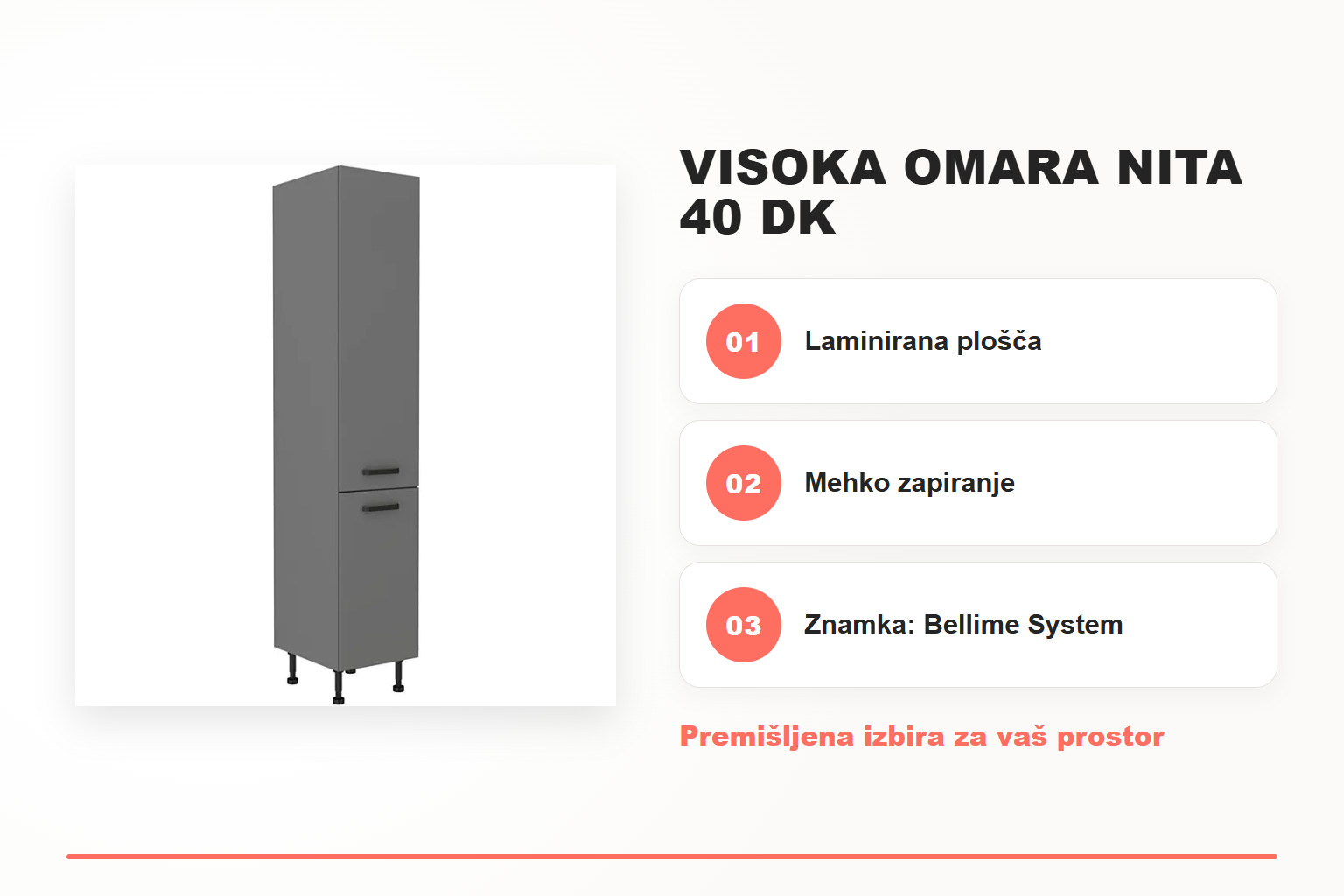 Visoka omara NITA 40 DK – pregled ključnih lastnosti