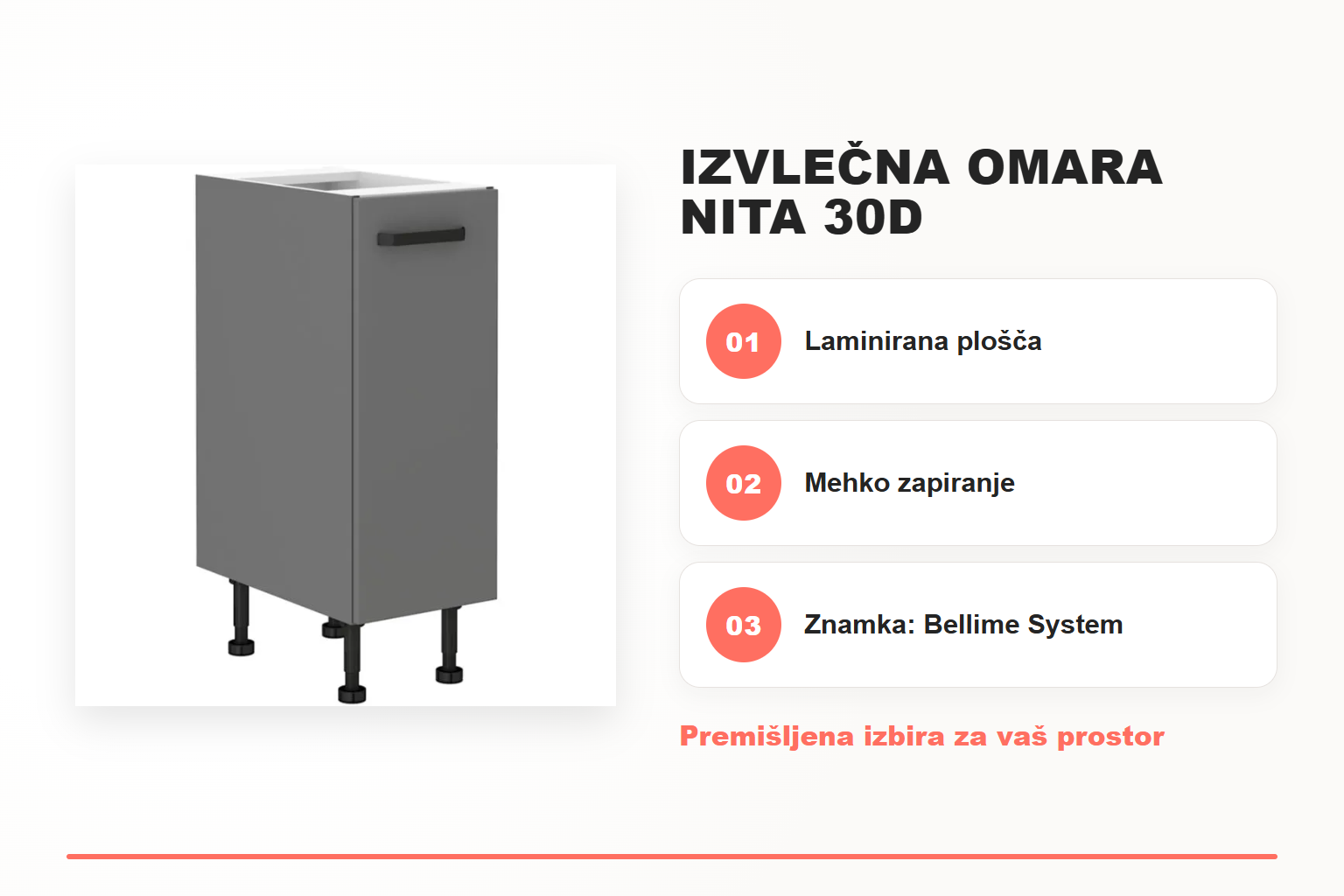 Izvlečna omara NITA 30D – pregled ključnih lastnosti