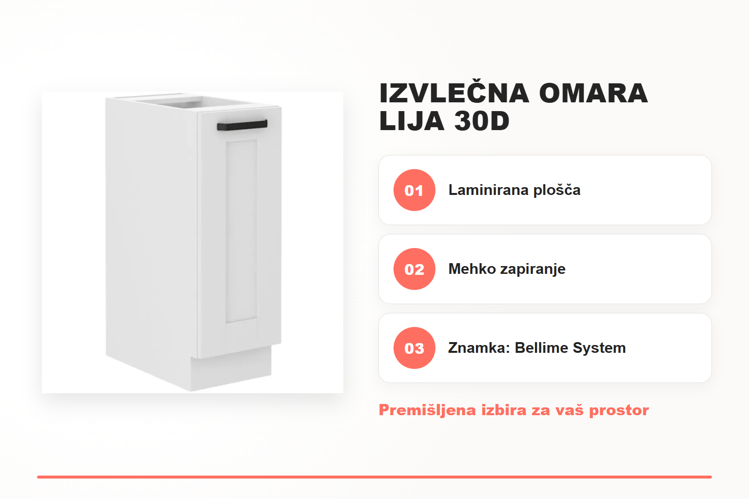 Izvlečna omara LIJA 30D – pregled ključnih lastnosti